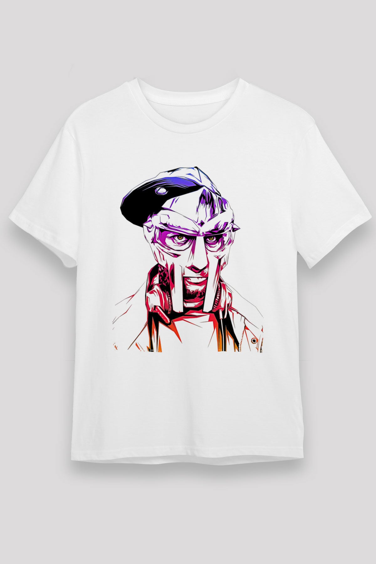 Mf Doom Baskılı Unisex Beyaz Tişört - Tshirt