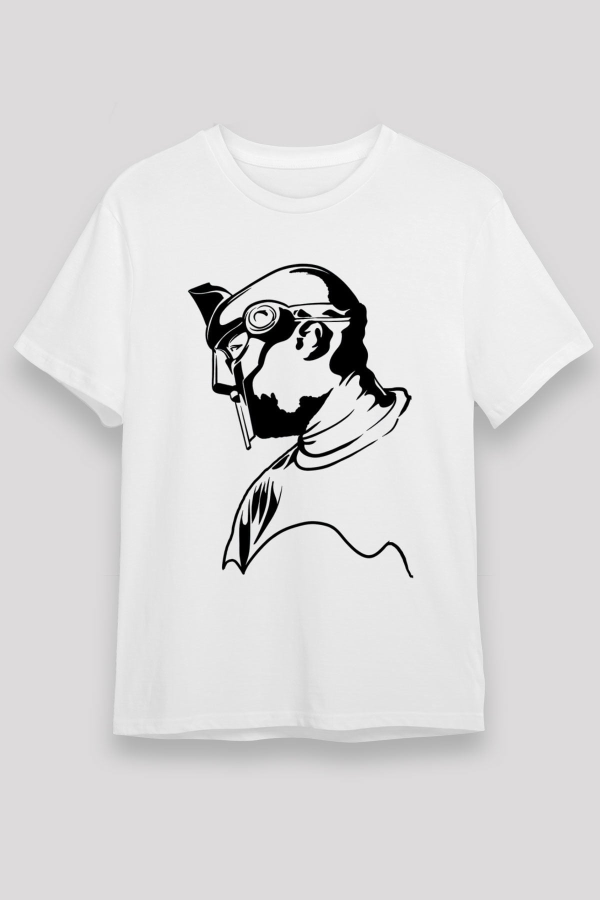 Mf Doom Baskılı Unisex Beyaz Tişört - Tshirt