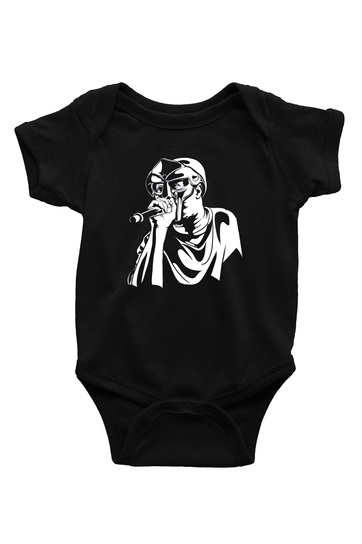 Mf Doom Baskılı Unisex Siyah Bebek Body - Zıbın