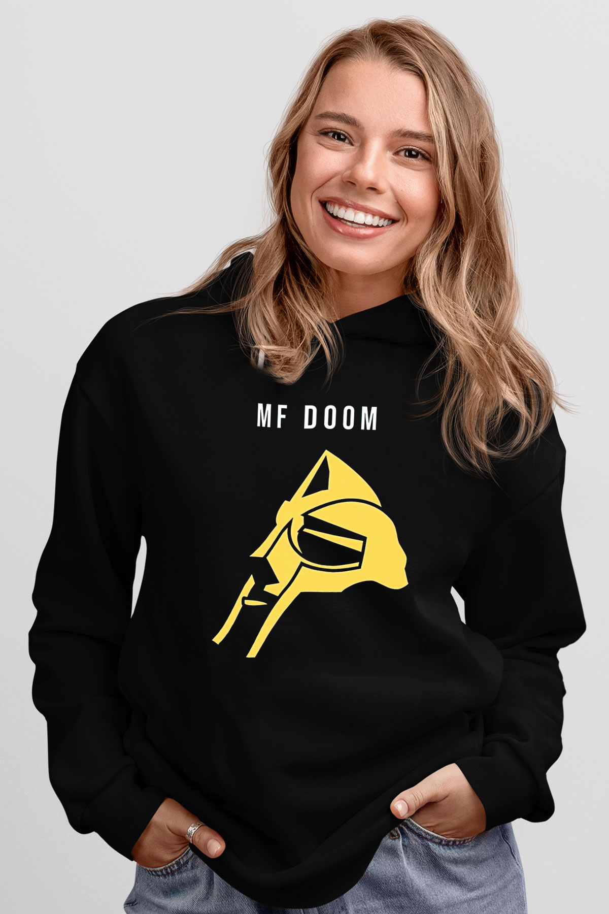 Mf Doom Baskılı Unisex Siyah Hoodie