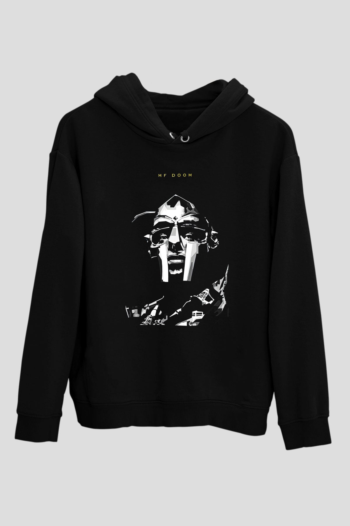 Mf Doom Baskılı Unisex Siyah Hoodie