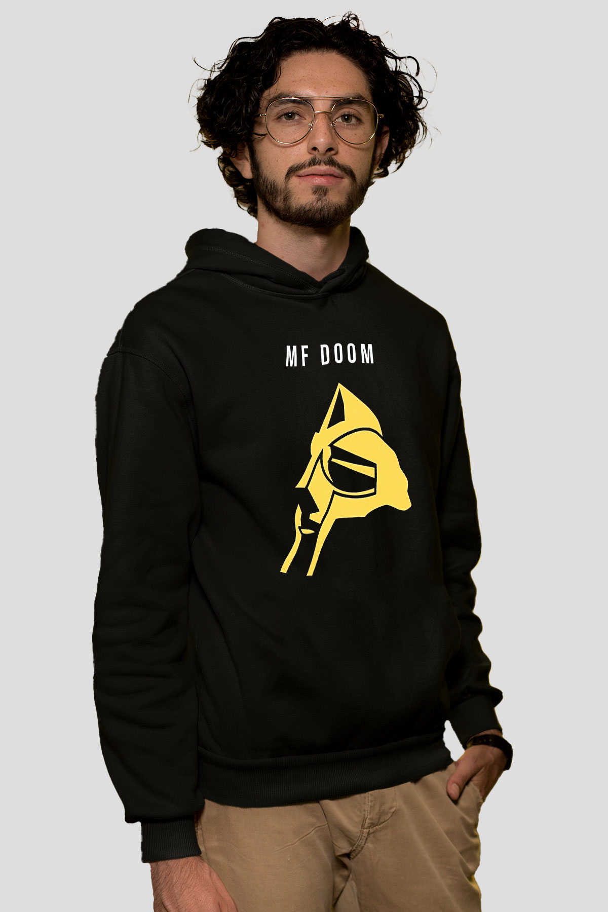 Mf Doom Baskılı Unisex Siyah Hoodie