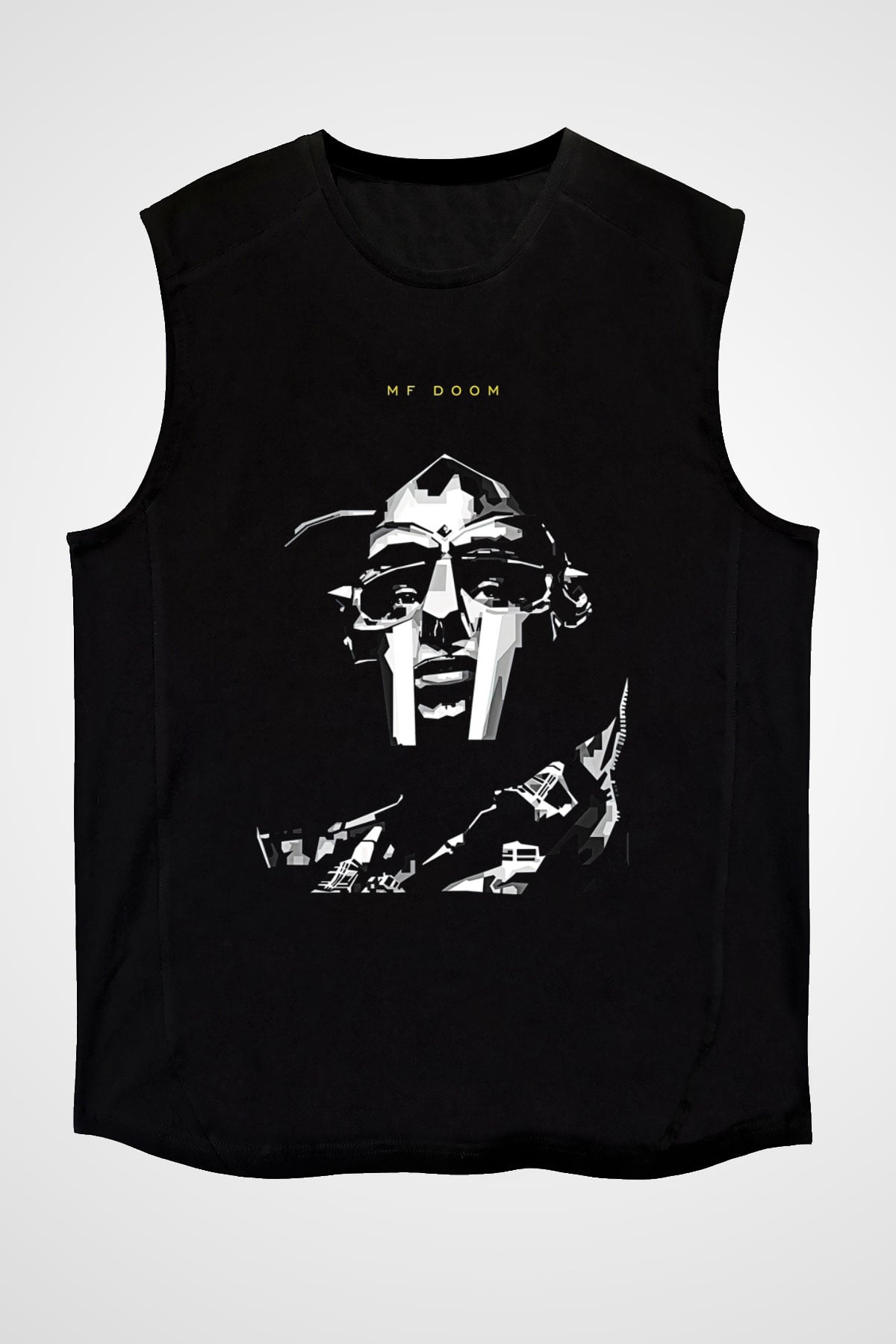 Mf Doom Baskılı Unisex Siyah Kolsuz Tişört - Tshirt
