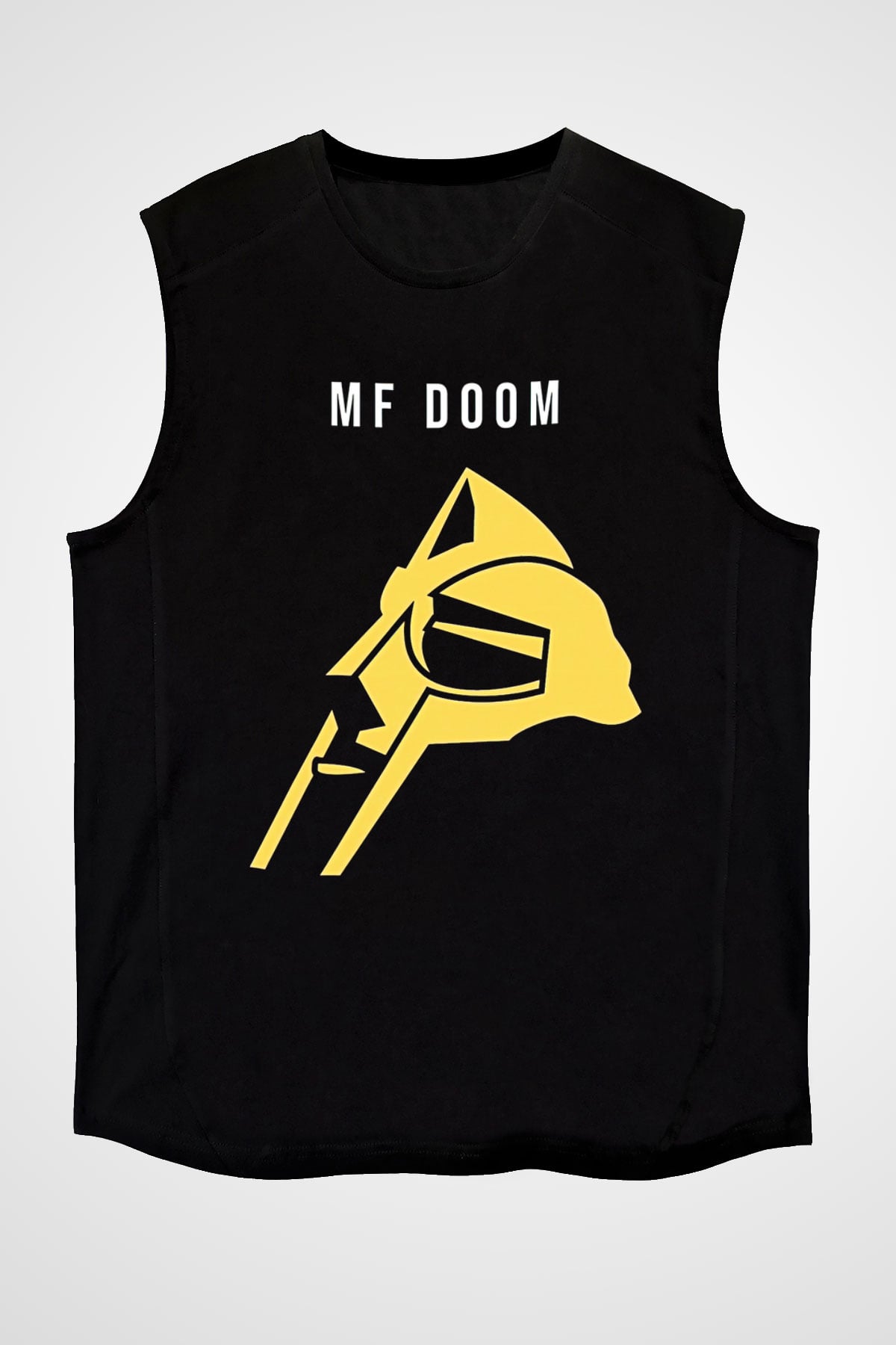 Mf Doom Baskılı Unisex Siyah Kolsuz Tişört - Tshirt