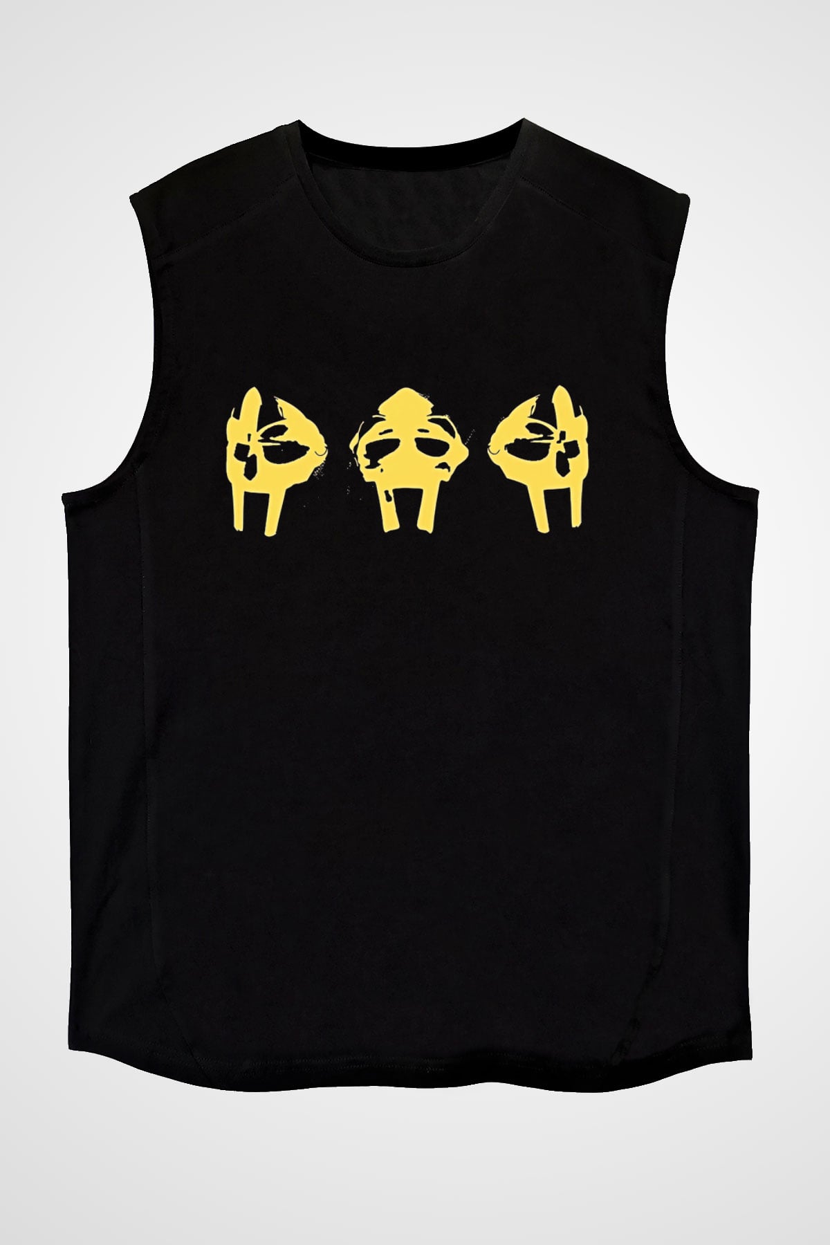 Mf Doom Baskılı Unisex Siyah Kolsuz Tişört - Tshirt