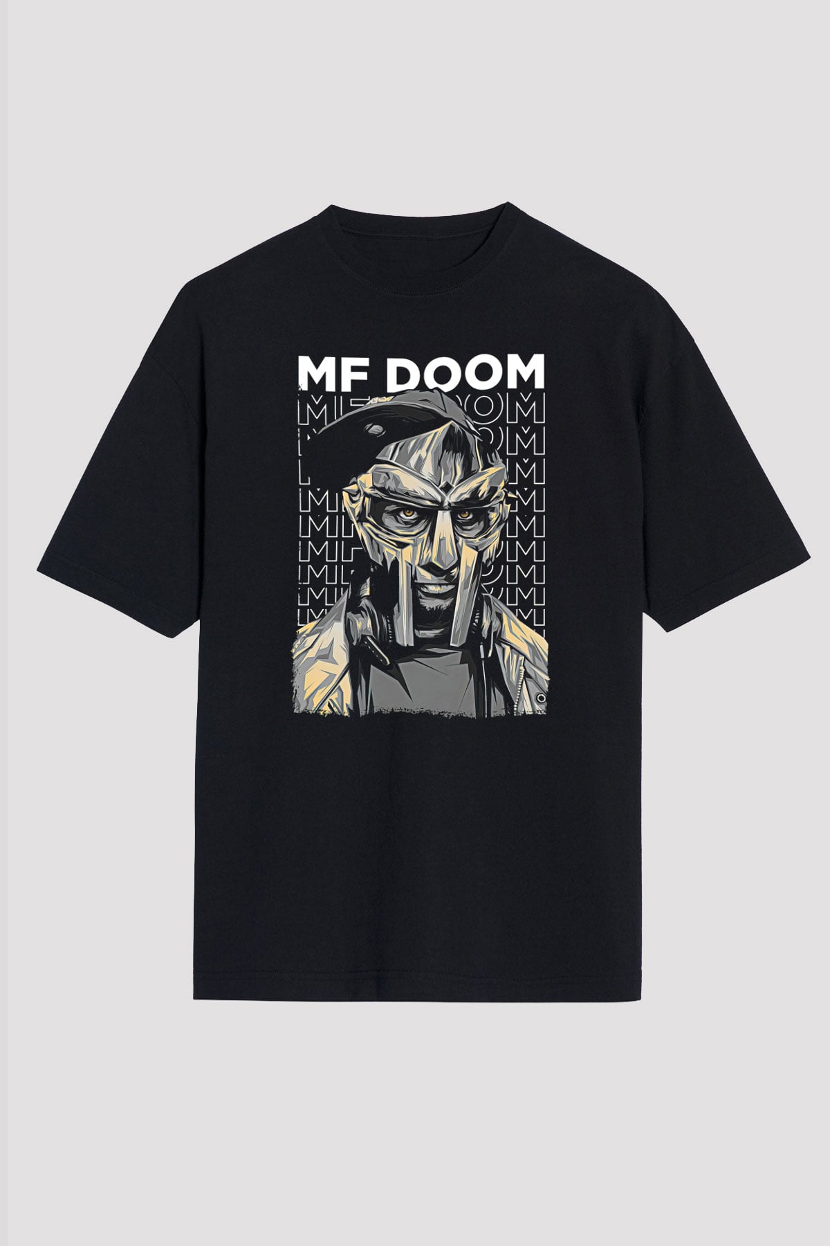 Mf Doom Baskılı Unisex Siyah Oversize Tişört - Tshirt