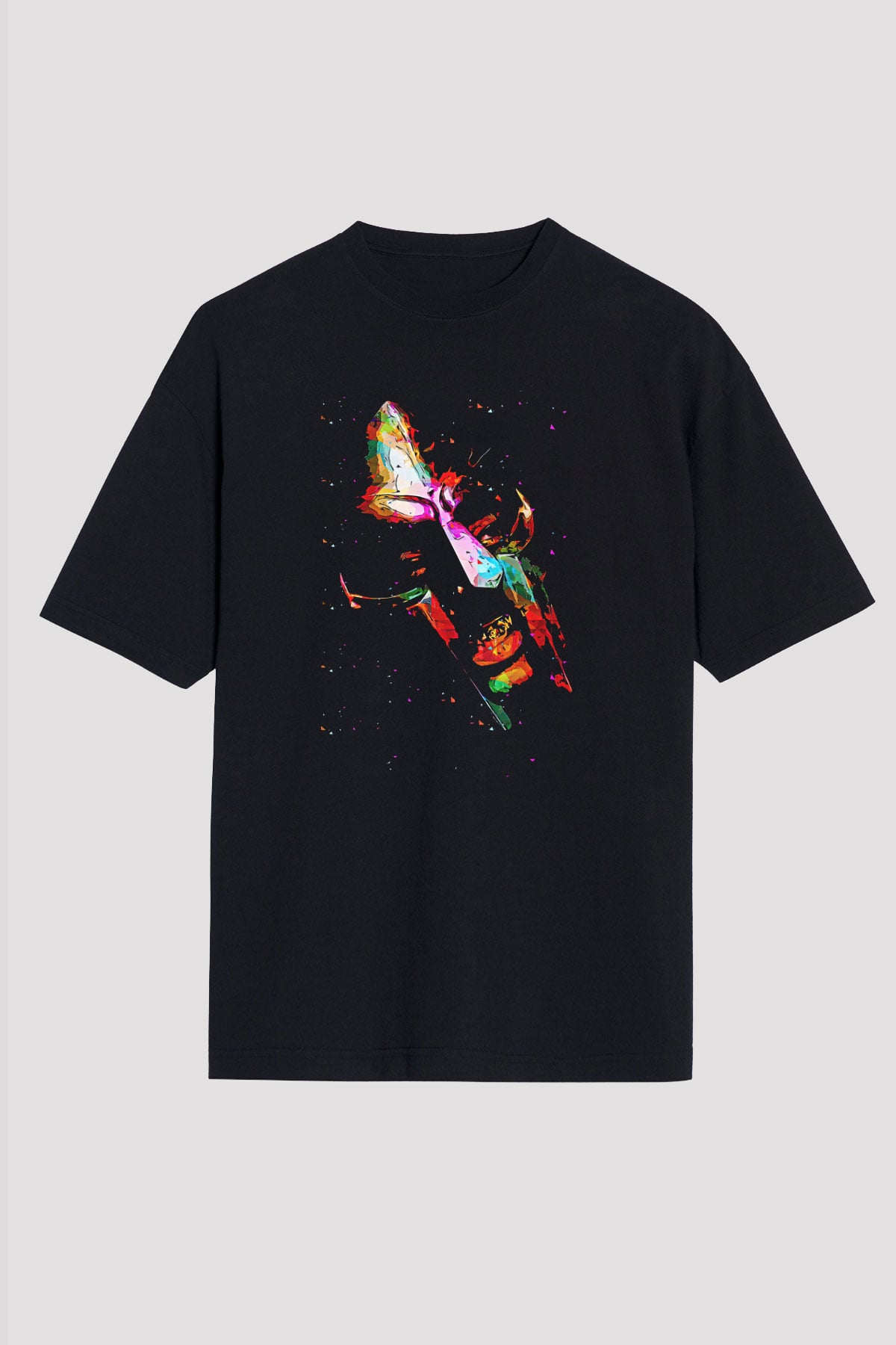 Mf Doom Baskılı Unisex Siyah Oversize Tişört - Tshirt