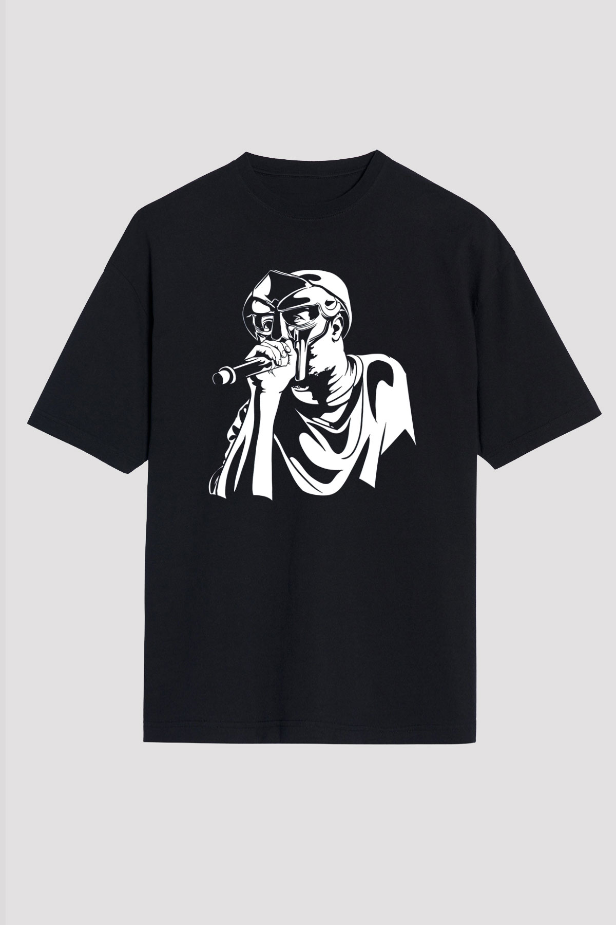 Mf Doom Baskılı Unisex Siyah Oversize Tişört - Tshirt