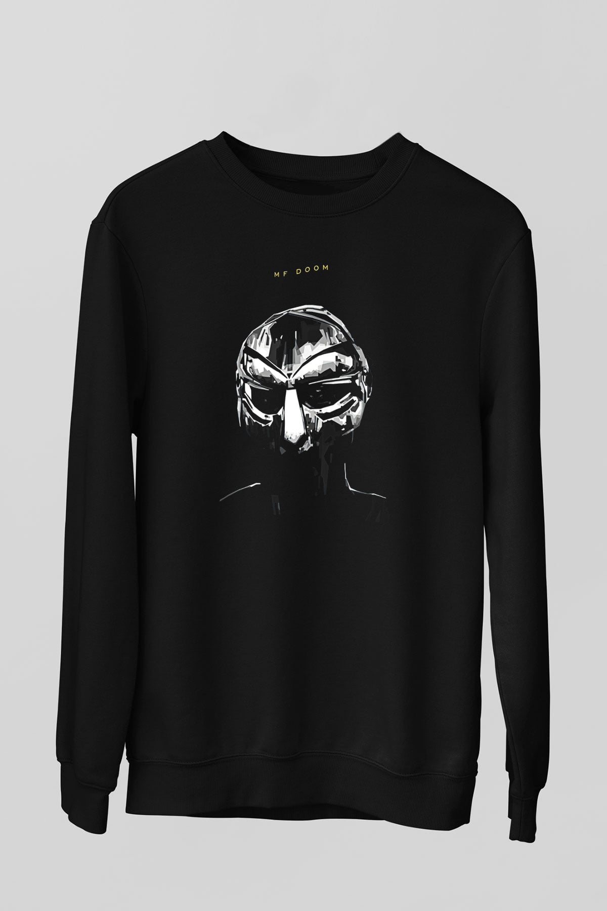 Mf Doom Baskılı Unisex Siyah Sweatshirt