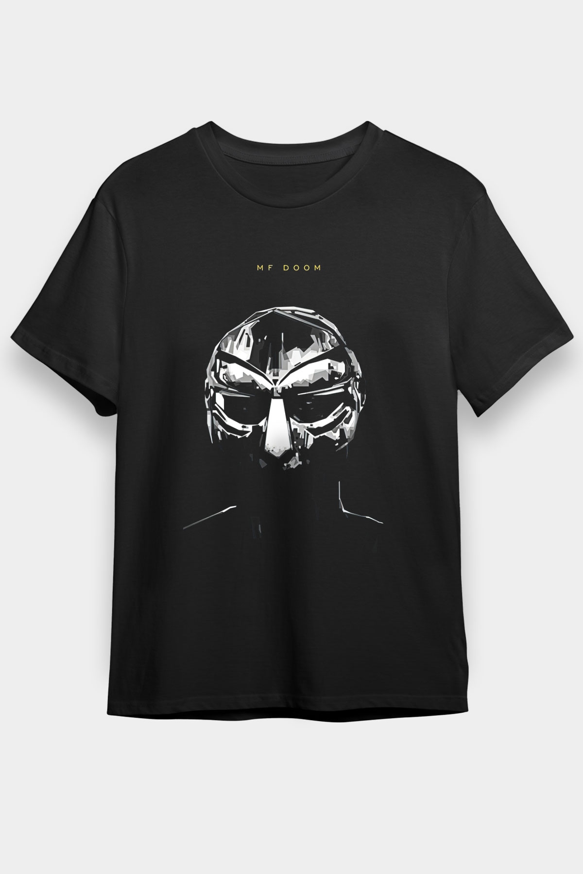 Mf Doom Baskılı Unisex Siyah Tişört - Tshirt