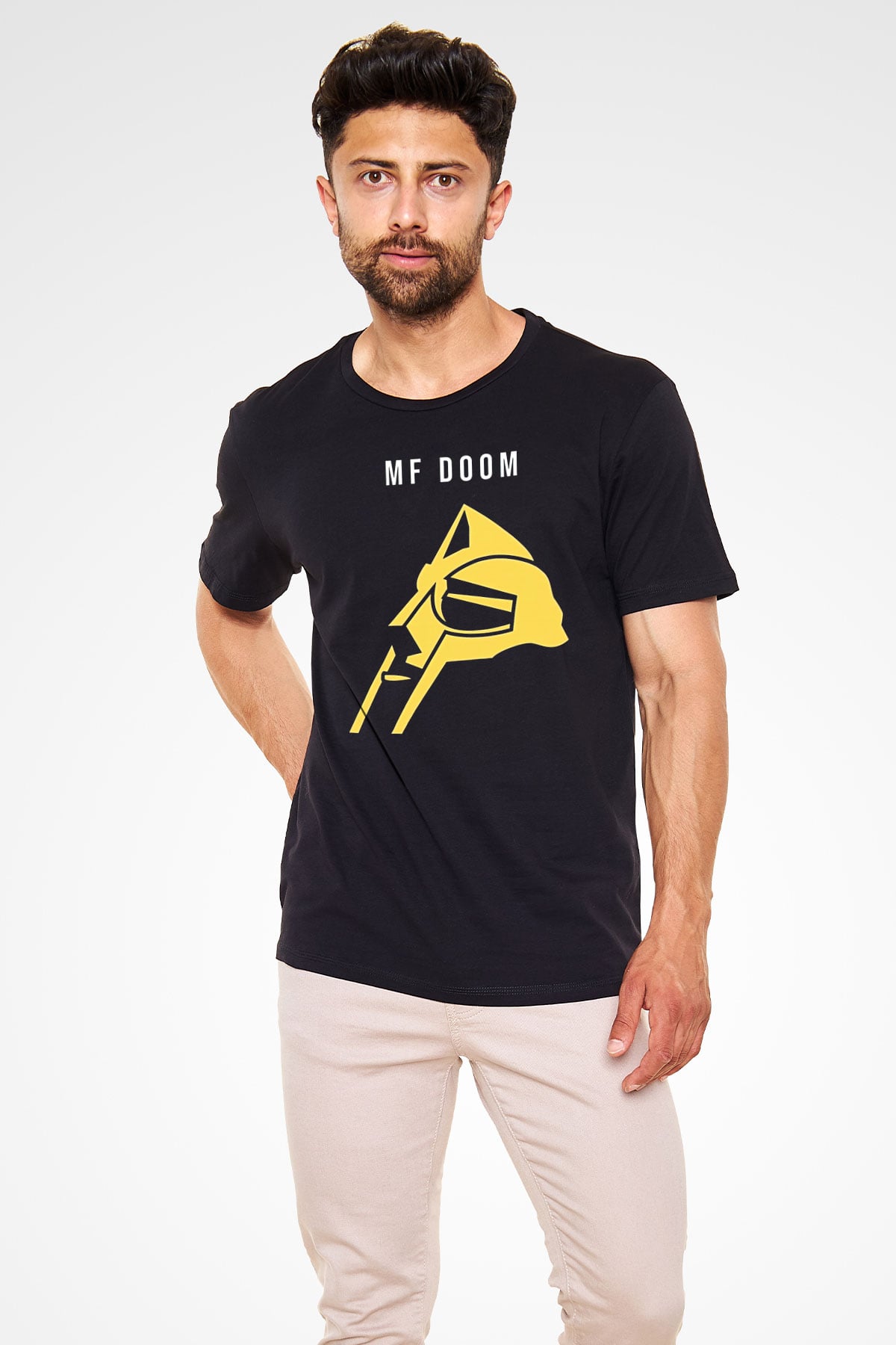 Mf Doom Baskılı Unisex Siyah Tişört - Tshirt