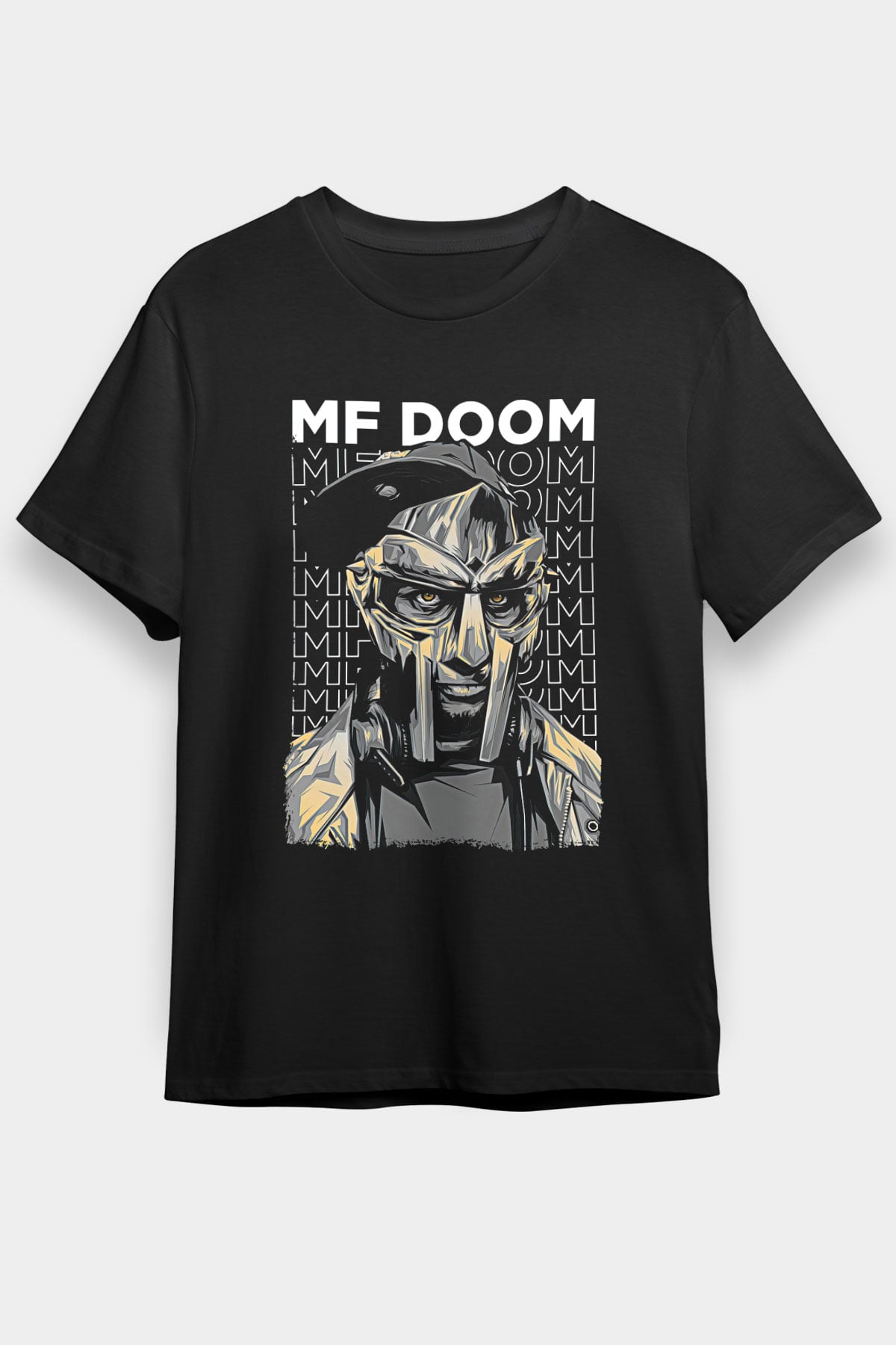 Mf Doom Baskılı Unisex Siyah Tişört - Tshirt
