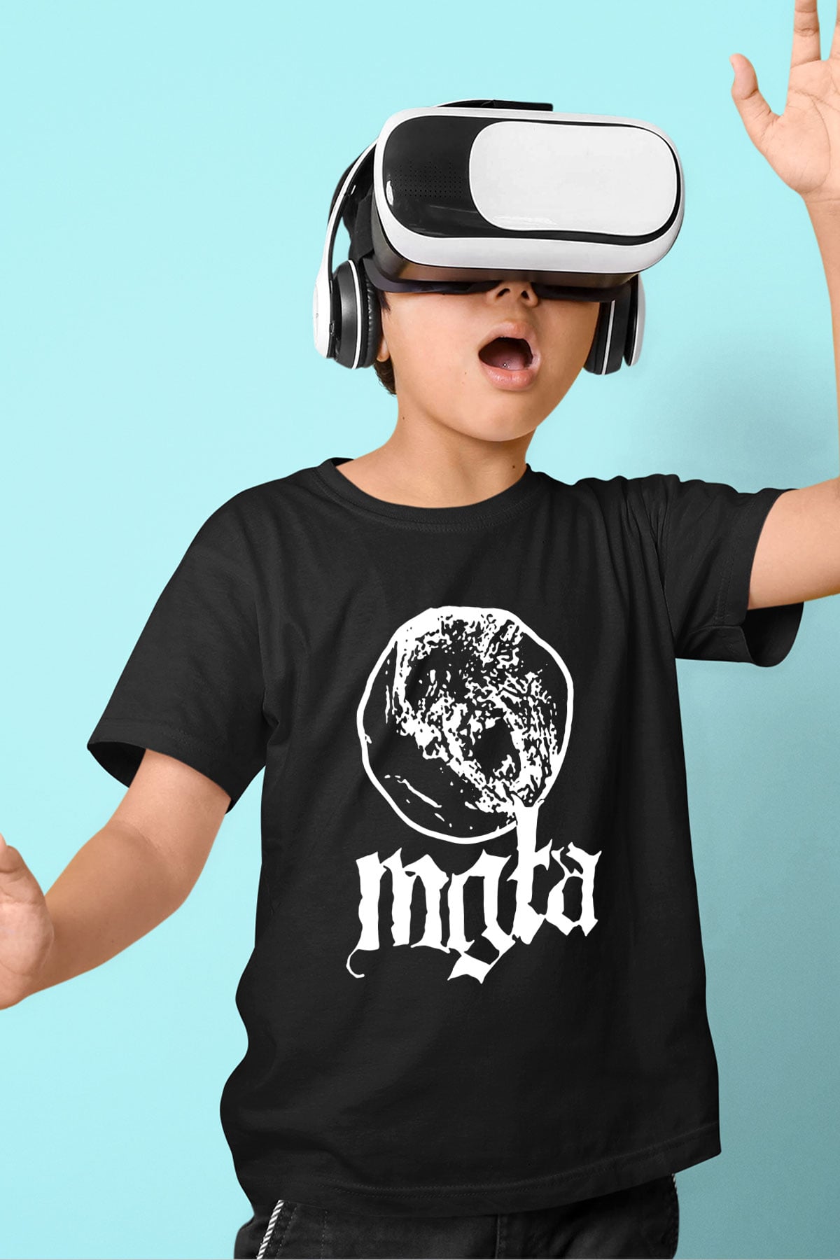 Mgla Baskılı Unisex Siyah Çocuk Tişört - Tshirt