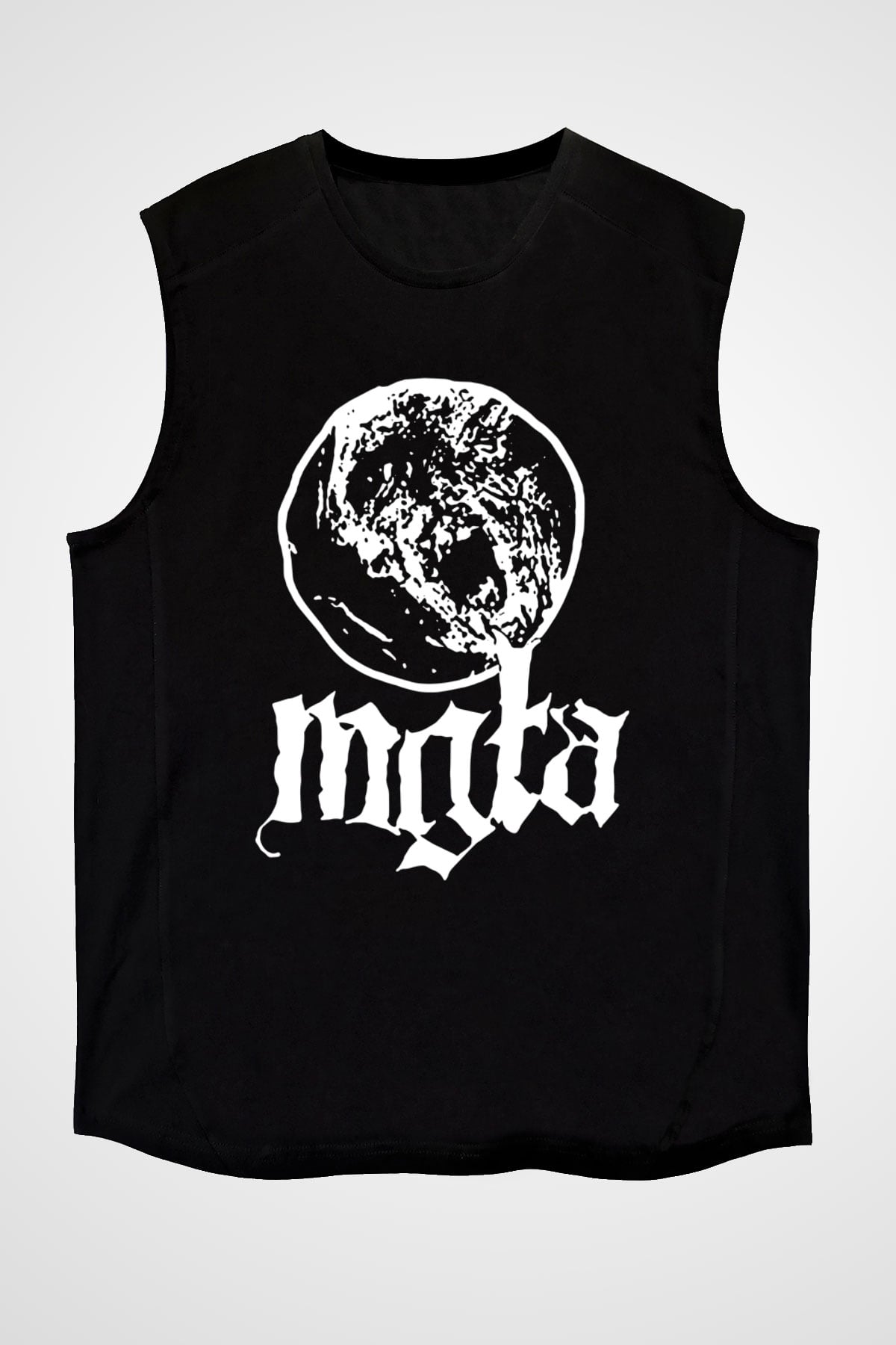 Mgla Baskılı Unisex Siyah Kolsuz Tişört - Tshirt