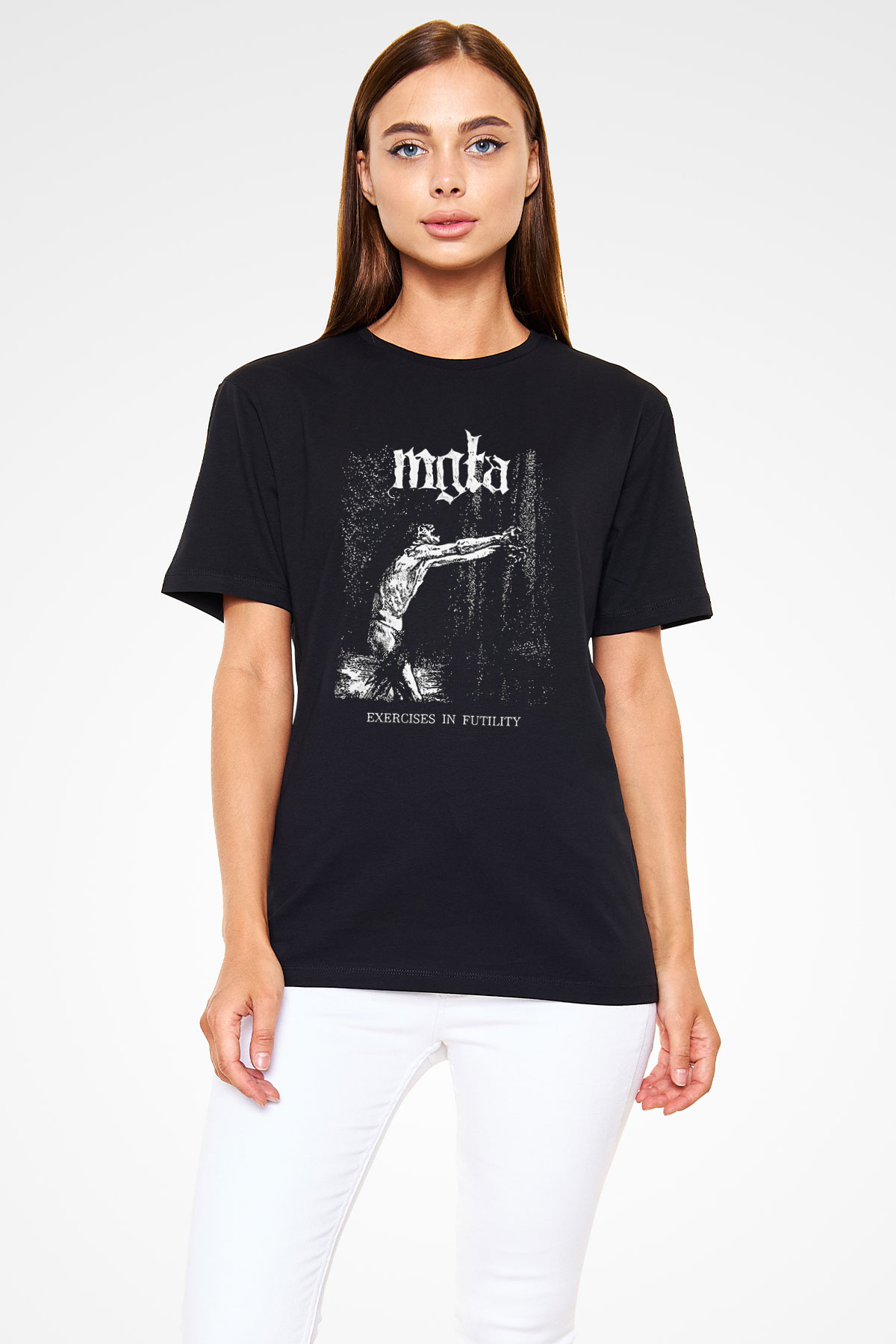 Mgla Baskılı Unisex Siyah Tişört - Tshirt