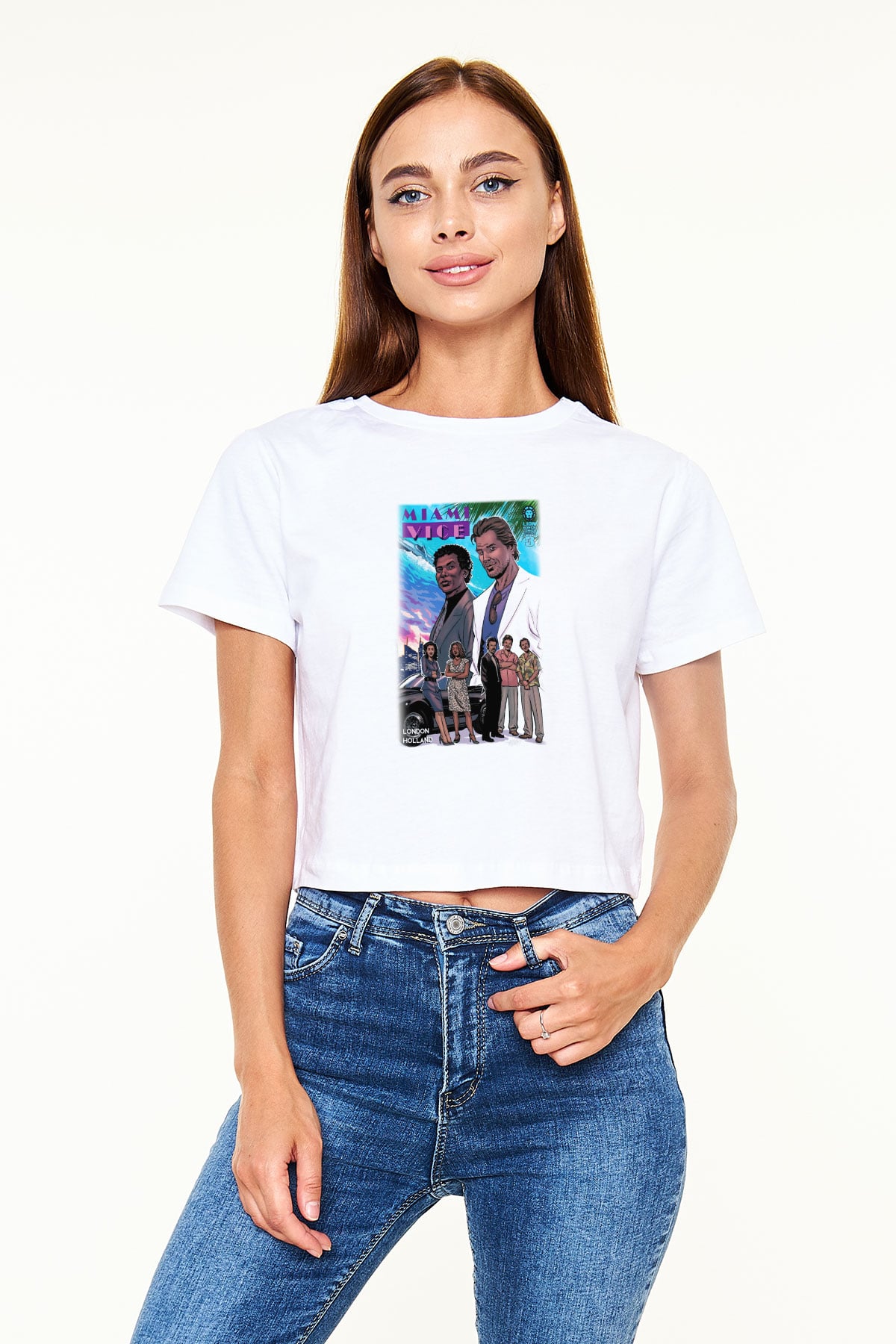Miami Vice Beyaz Unisex Oversize Tişört