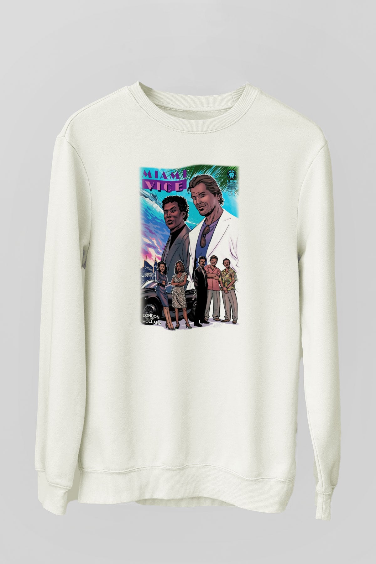 Miami Vice Beyaz Unisex Sweatshirt