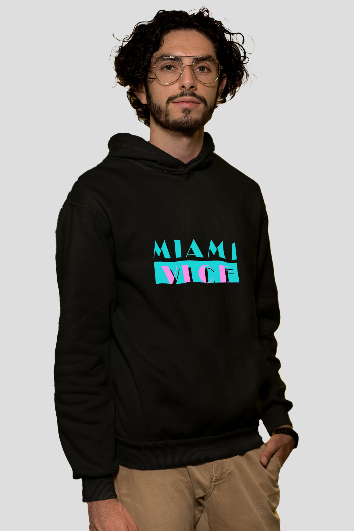 Miami Vice Siyah Unisex Kapüşonlu Sweatshirt