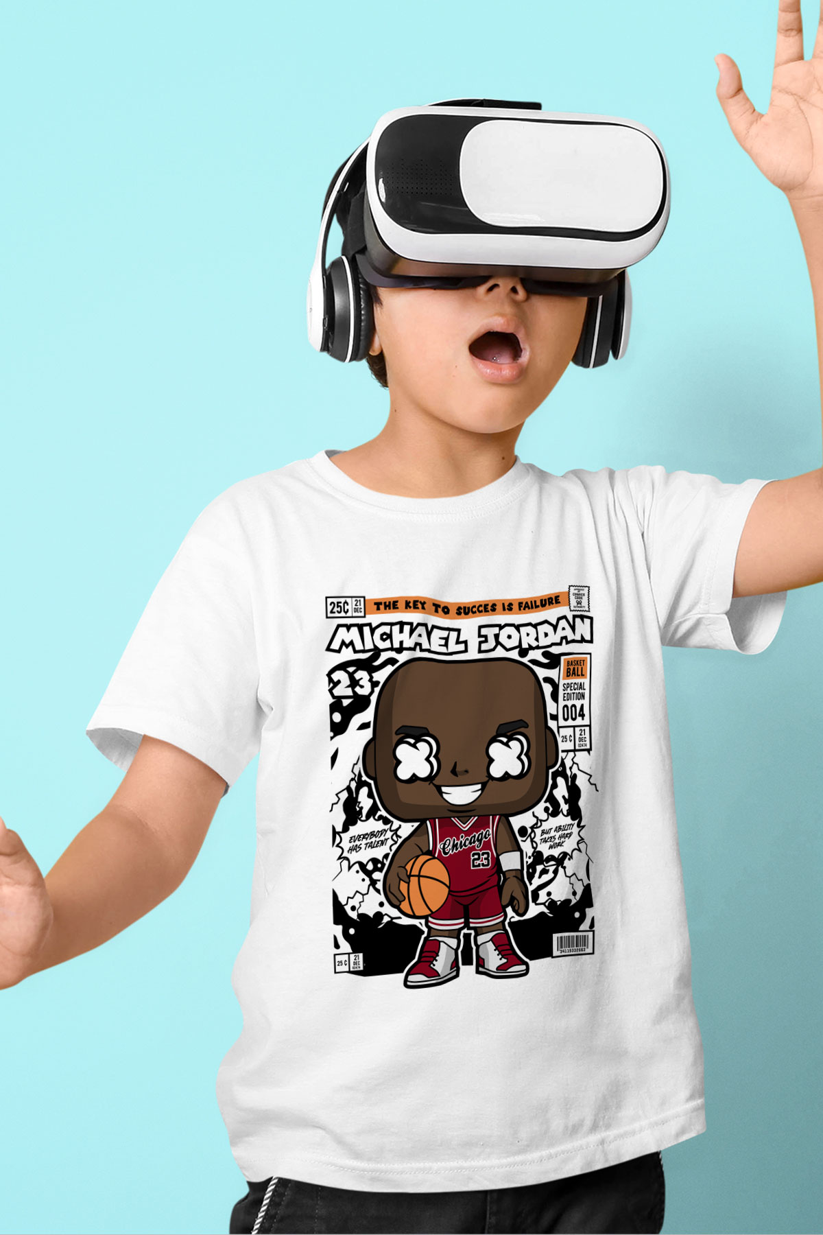 Michael Baskılı Unisex Beyaz Çocuk Tişört