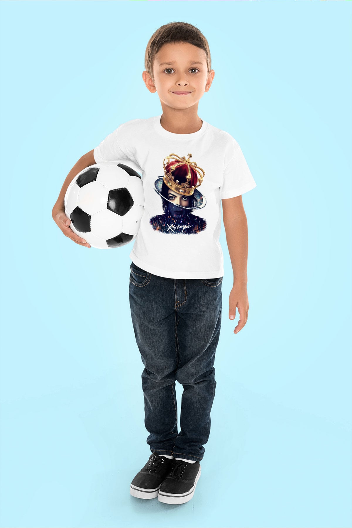 Michael Jackson Baskılı Beyaz Unisex Çocuk Tişört