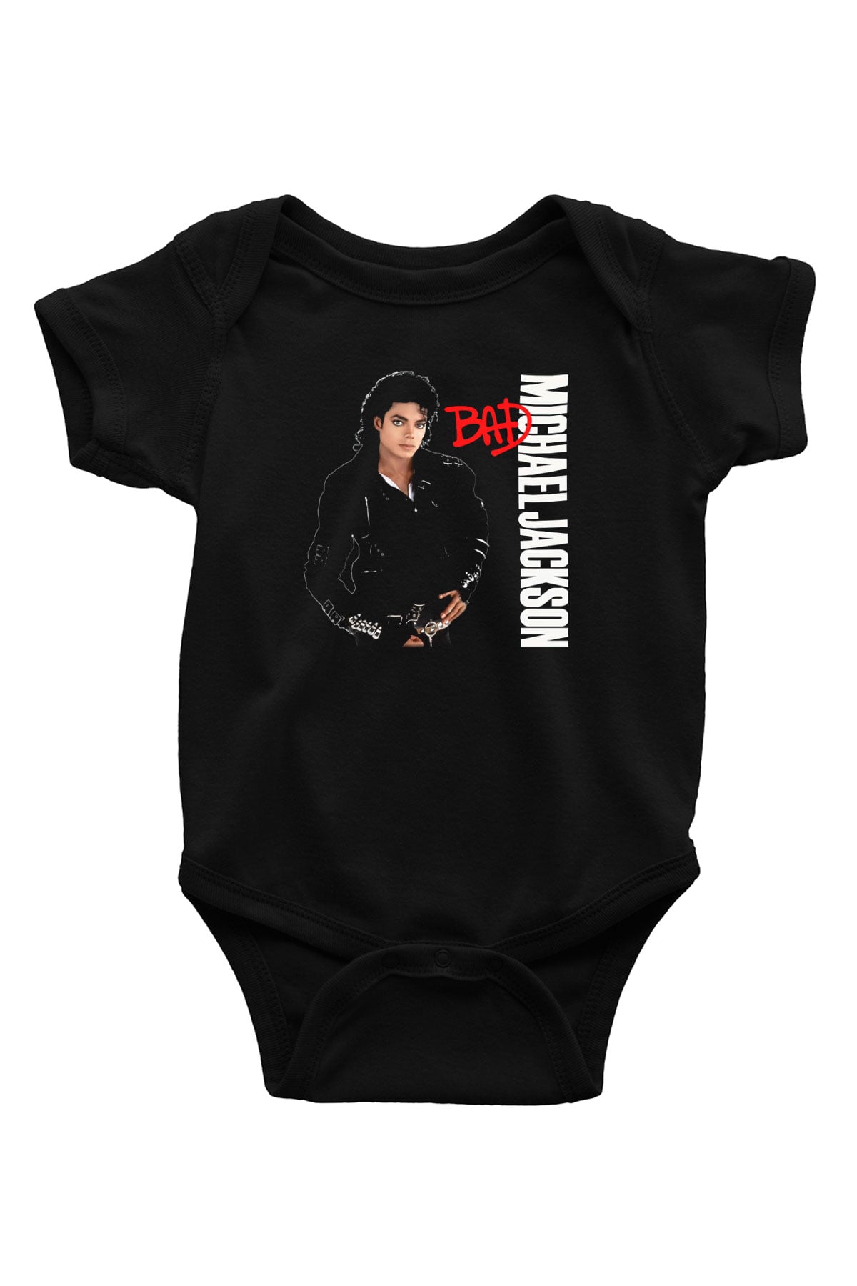 Michael Jackson Baskılı Siyah Bebek Body - Zıbın