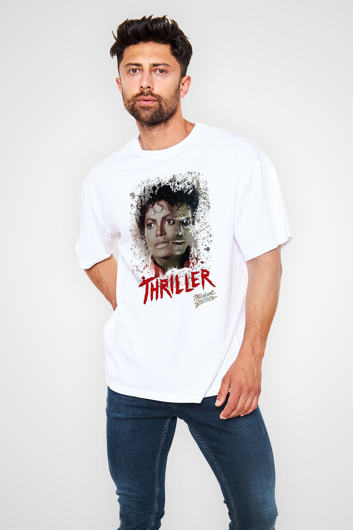 Michael Jackson Beyaz Unisex Oversize Tişört T-Shirt