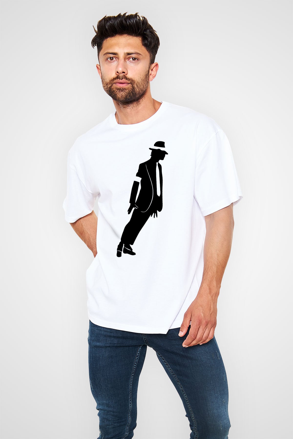 Michael Jackson Beyaz Unisex Oversize Tişört T-Shirt