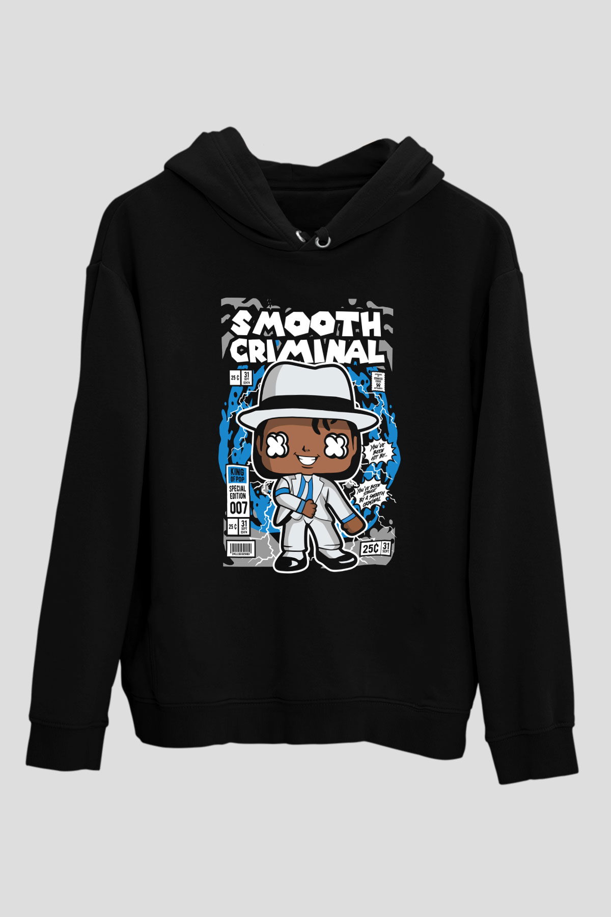 Michael Jackson Smooth Criminal Baskılı Unisex Siyah Hoodie