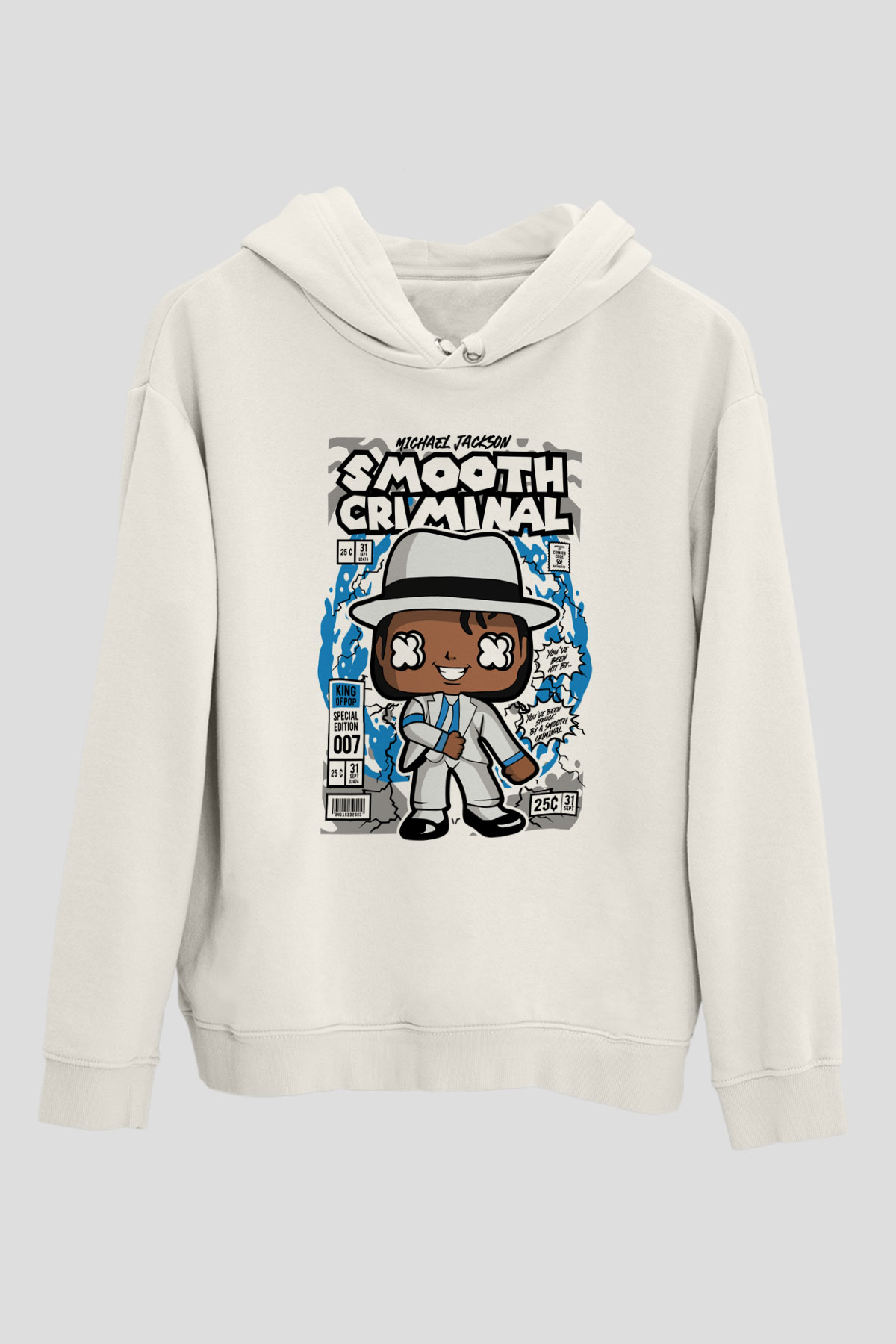 Michael Jackson Smooth Criminal Baskılı Unisex Beyaz Hoodie
