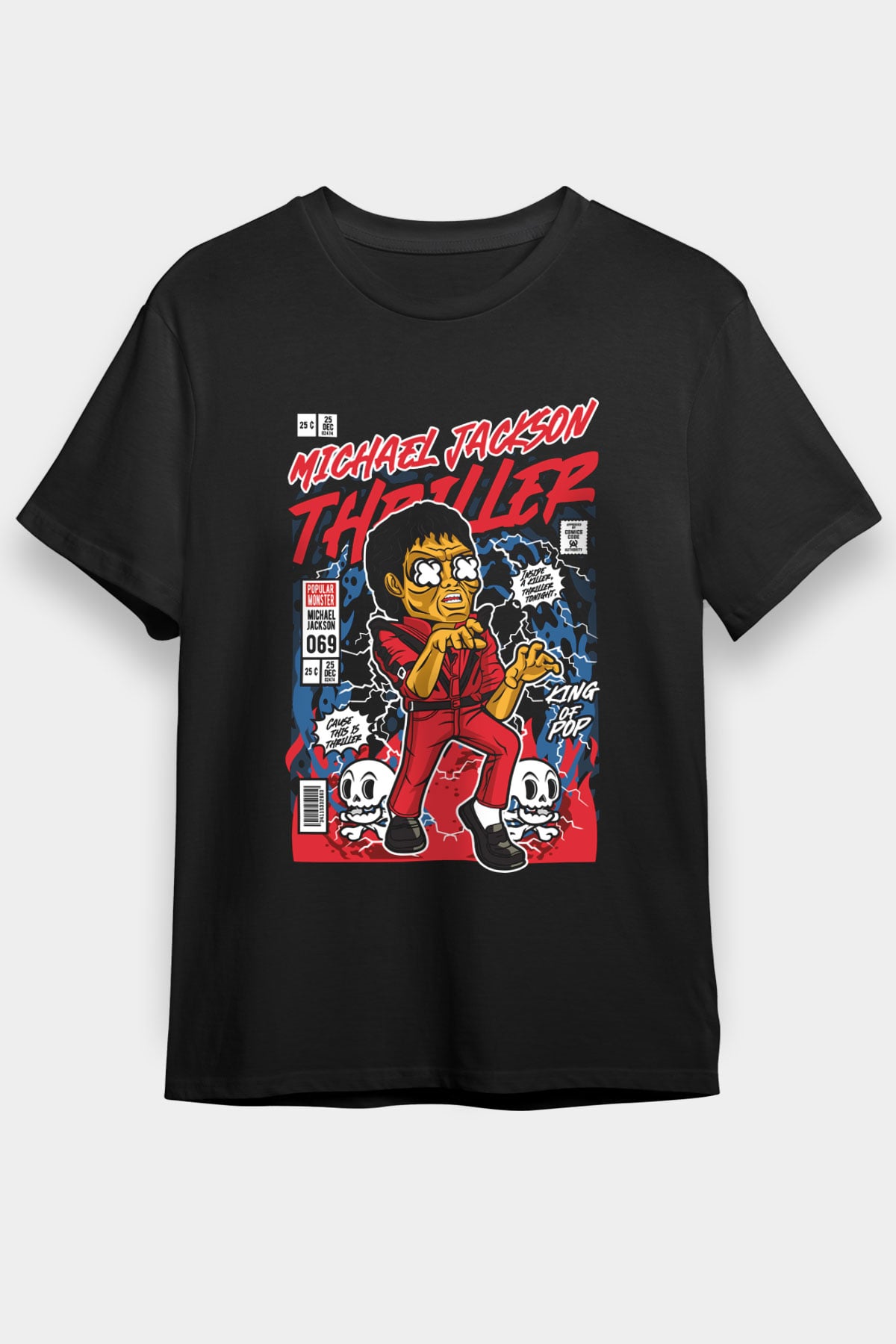 Michael Jackson Thriller Baskılı Unisex Siyah Tişört