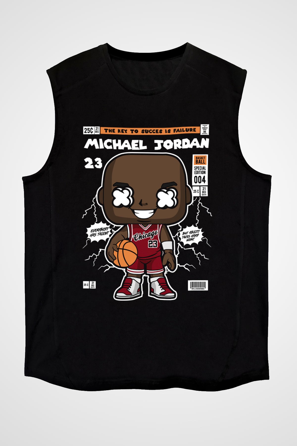 Michael Jordan Baskılı Unisex Siyah Kolsuz Tişört