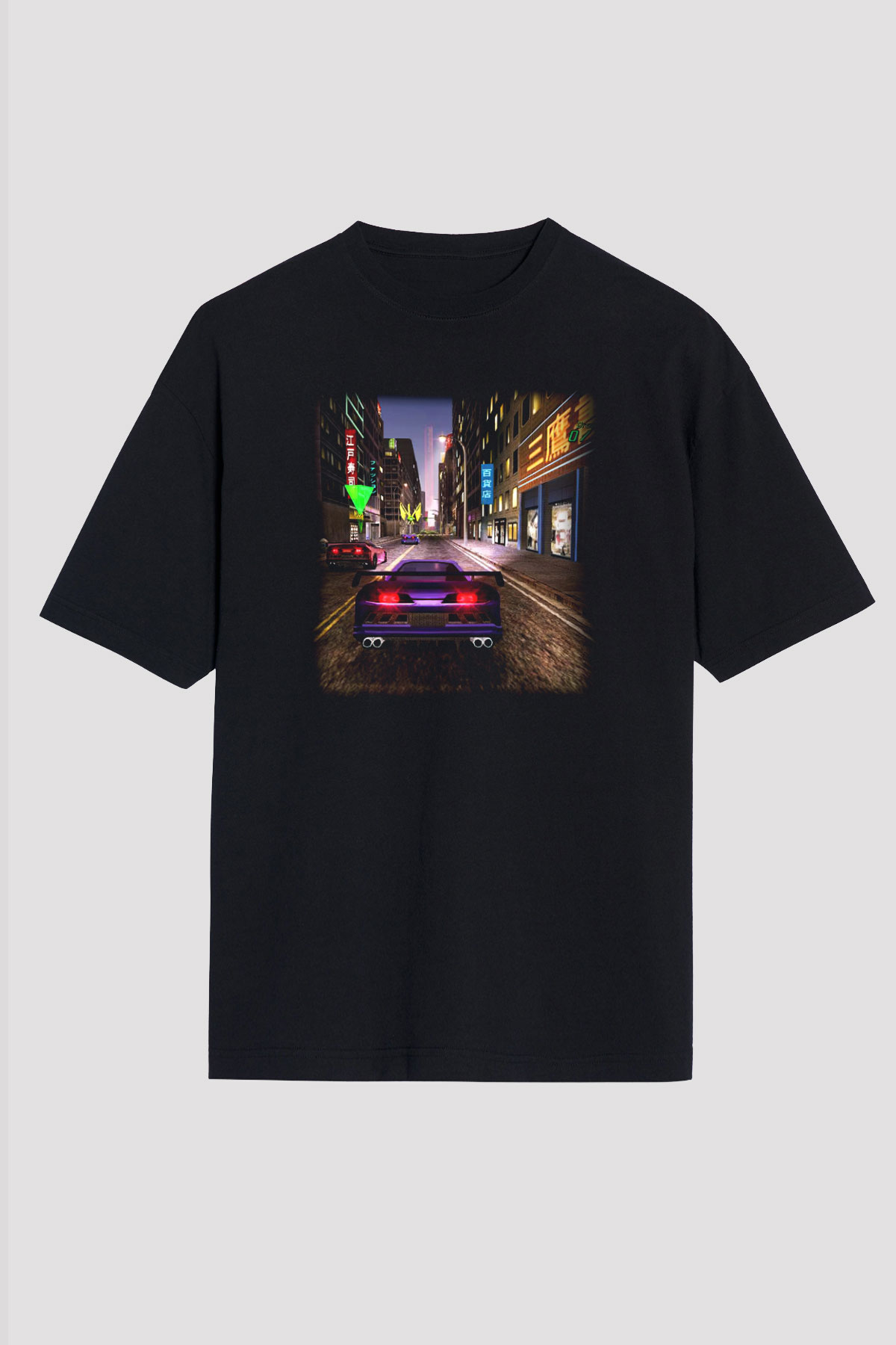Midnight Club Siyah Unisex Oversize Tişört T-Shirt