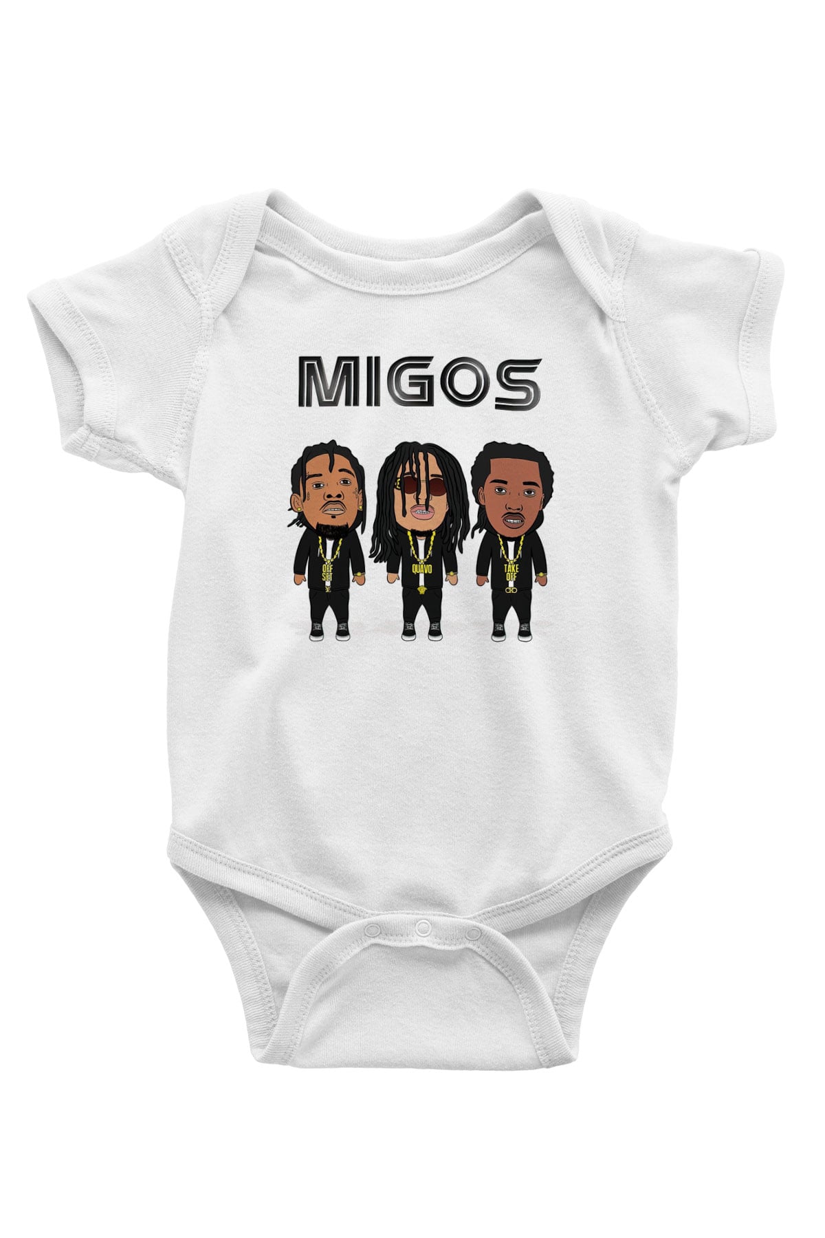 Migos Baskılı Beyaz Unisex Bebek Body - Zıbın
