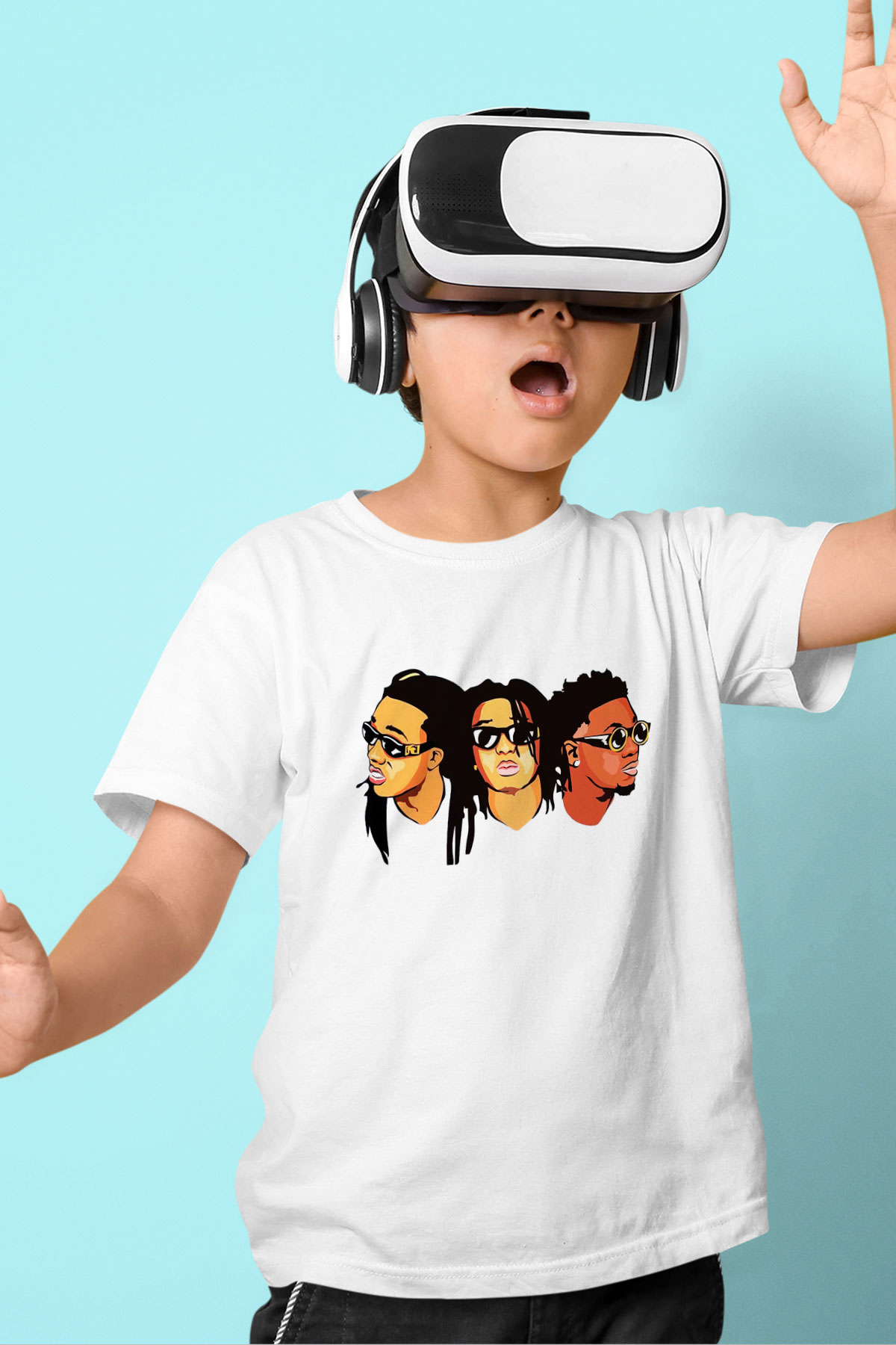 Migos Baskılı Beyaz Unisex Çocuk Tişört