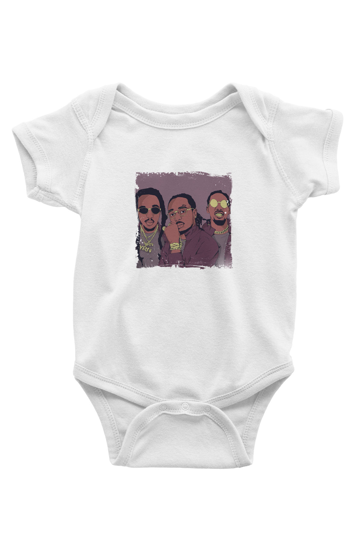 Migos Baskılı Unisex Beyaz Bebek Body - Zıbın