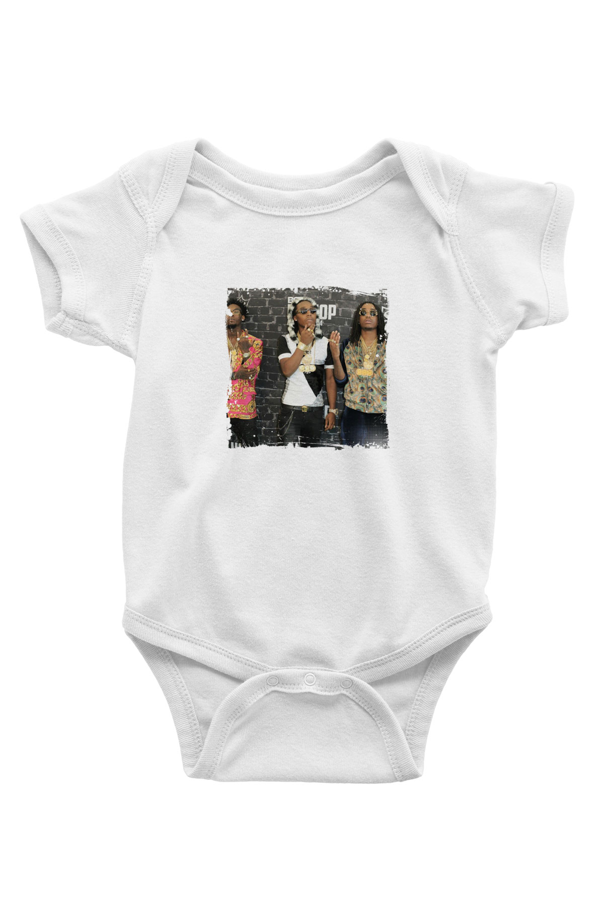 Migos Baskılı Unisex Beyaz Bebek Body - Zıbın