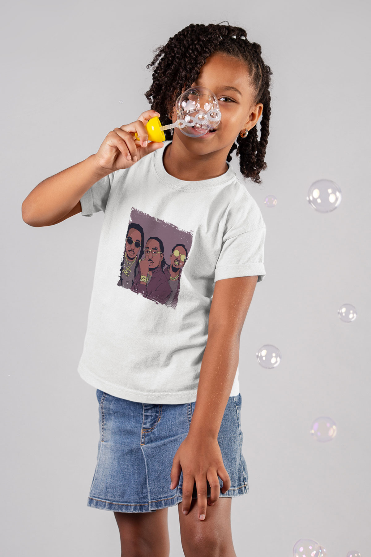 Migos Baskılı Unisex Beyaz Çocuk Tişört