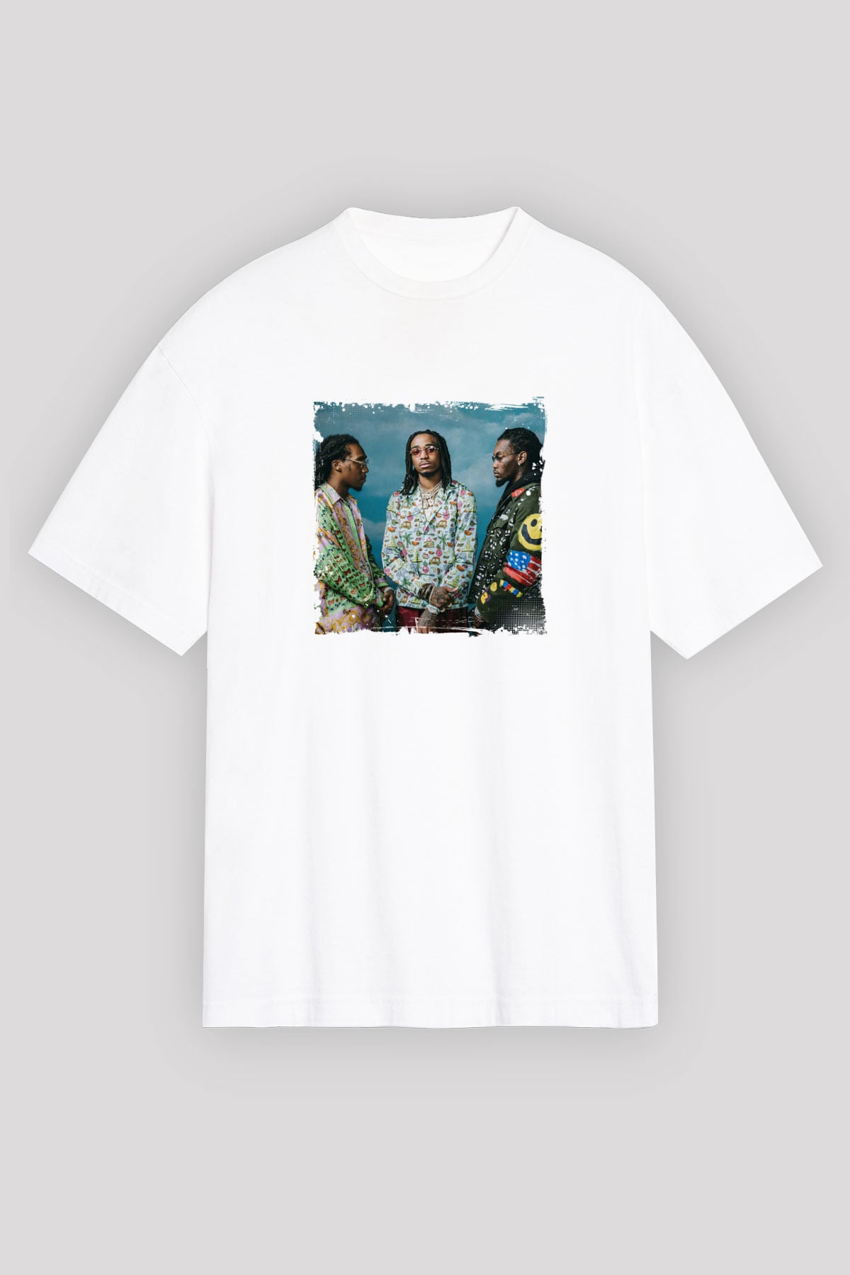 Migos Baskılı Unisex Beyaz Tişört
