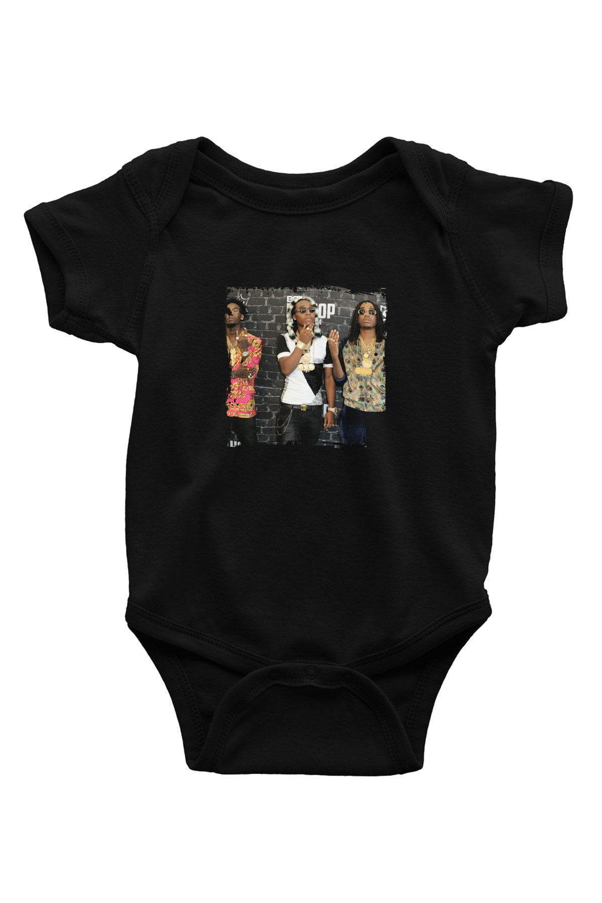Migos Baskılı Unisex Siyah Bebek Body - Zıbın