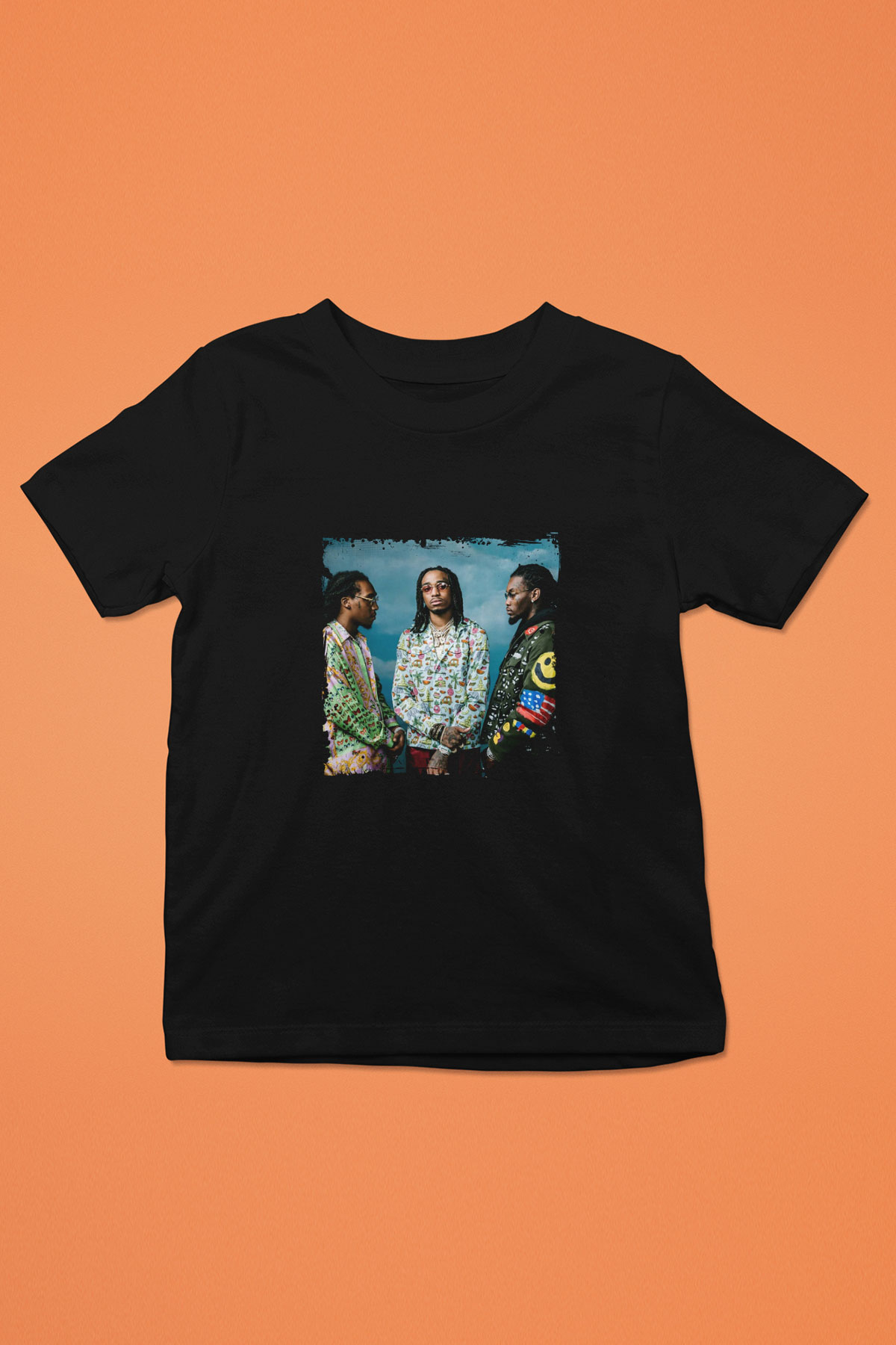 Migos Baskılı Unisex Siyah Çocuk Tişört