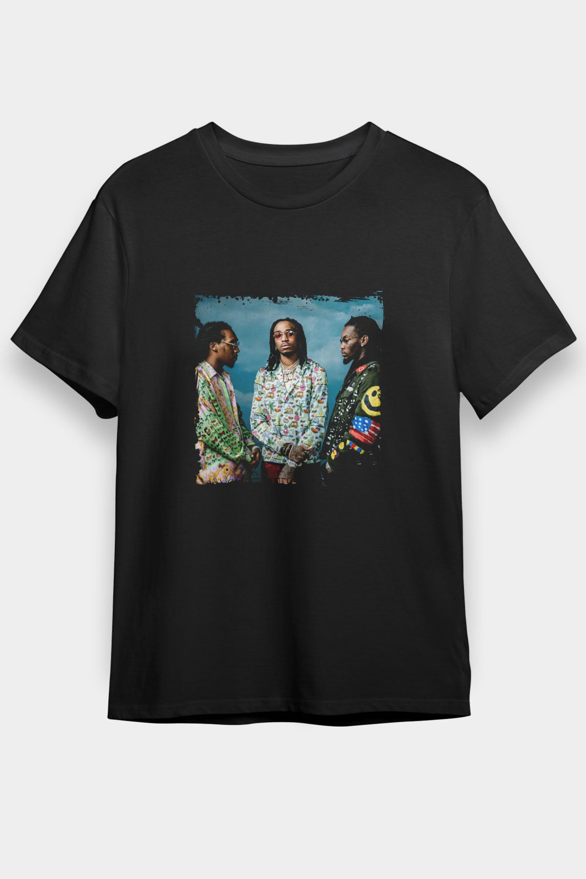 Migos Baskılı Unisex Siyah Tişört
