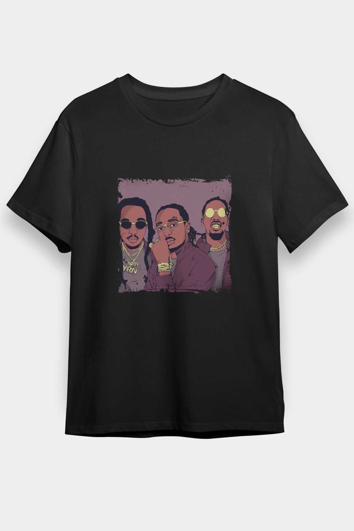 Migos Baskılı Unisex Siyah Tişört