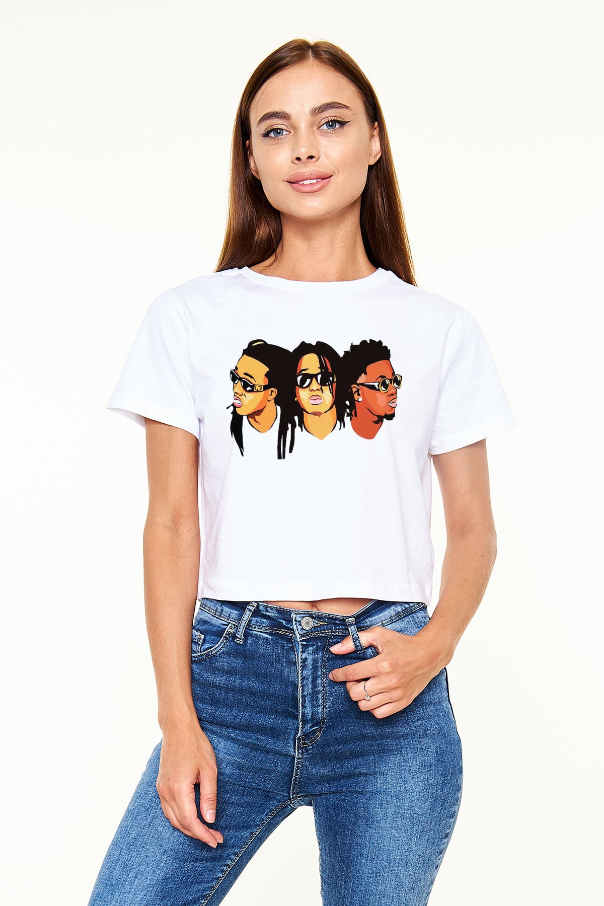 Migos Beyaz Croptop Tişört