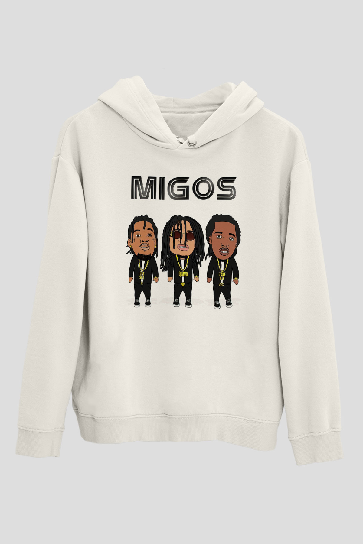 Migos Beyaz Unisex Kapşonlu Sweatshirt