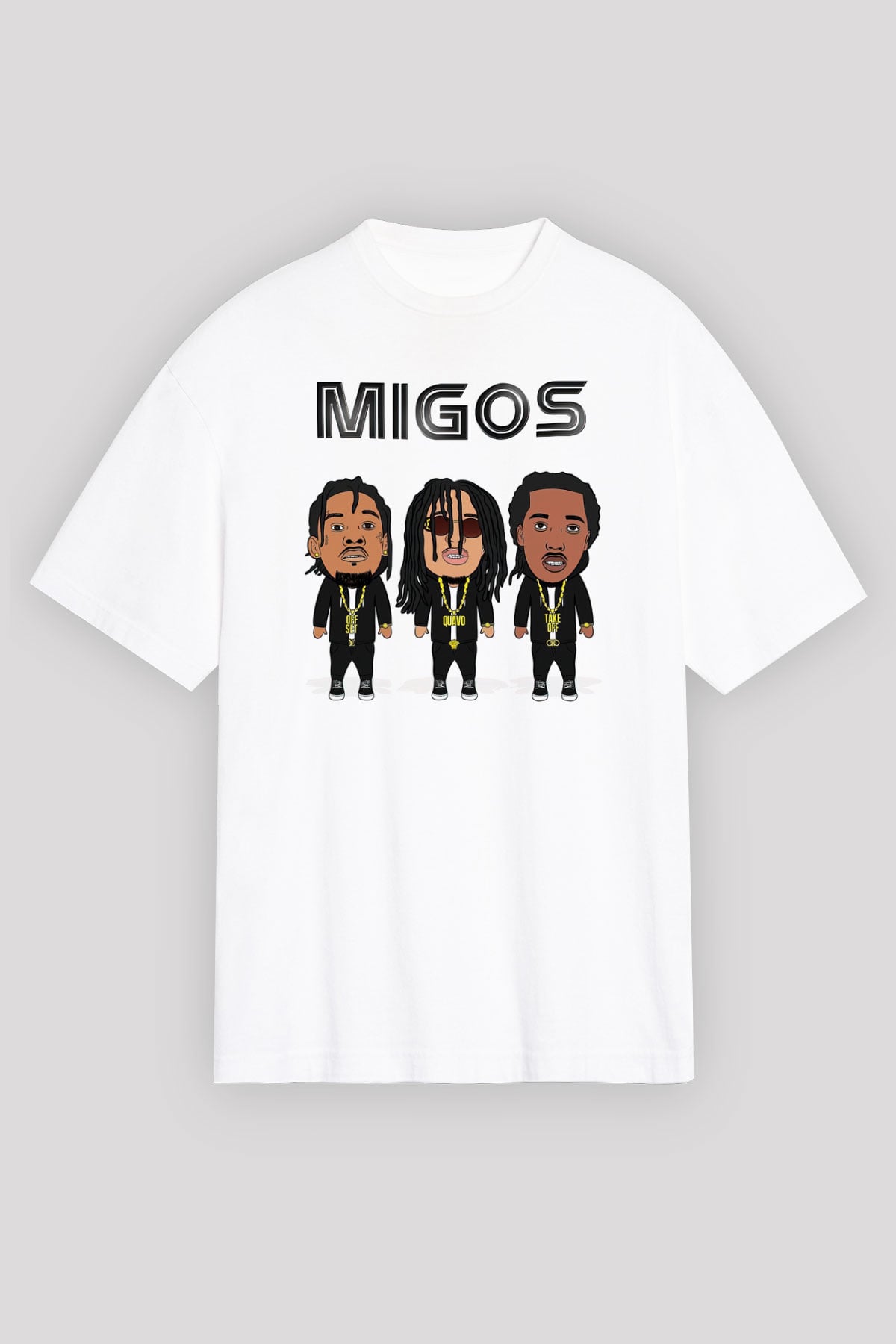 Migos Beyaz Unisex Oversize Tişört T-Shirt