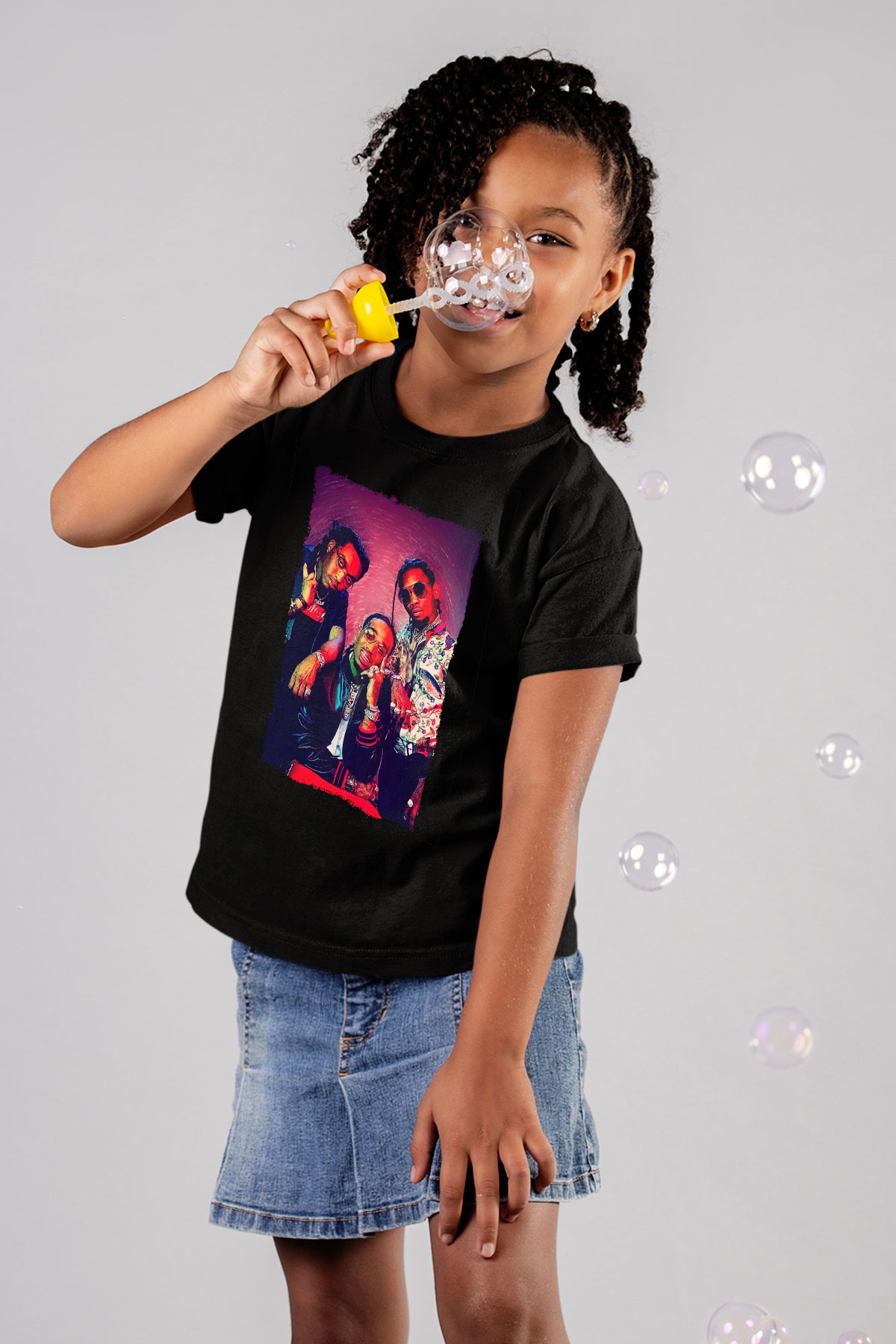 Migos Siyah Unisex Çocuk Tişört