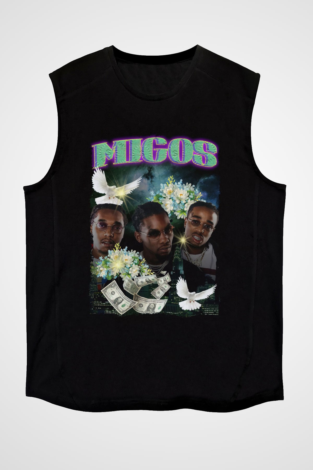 Migos Siyah Unisex Kolsuz Tişört