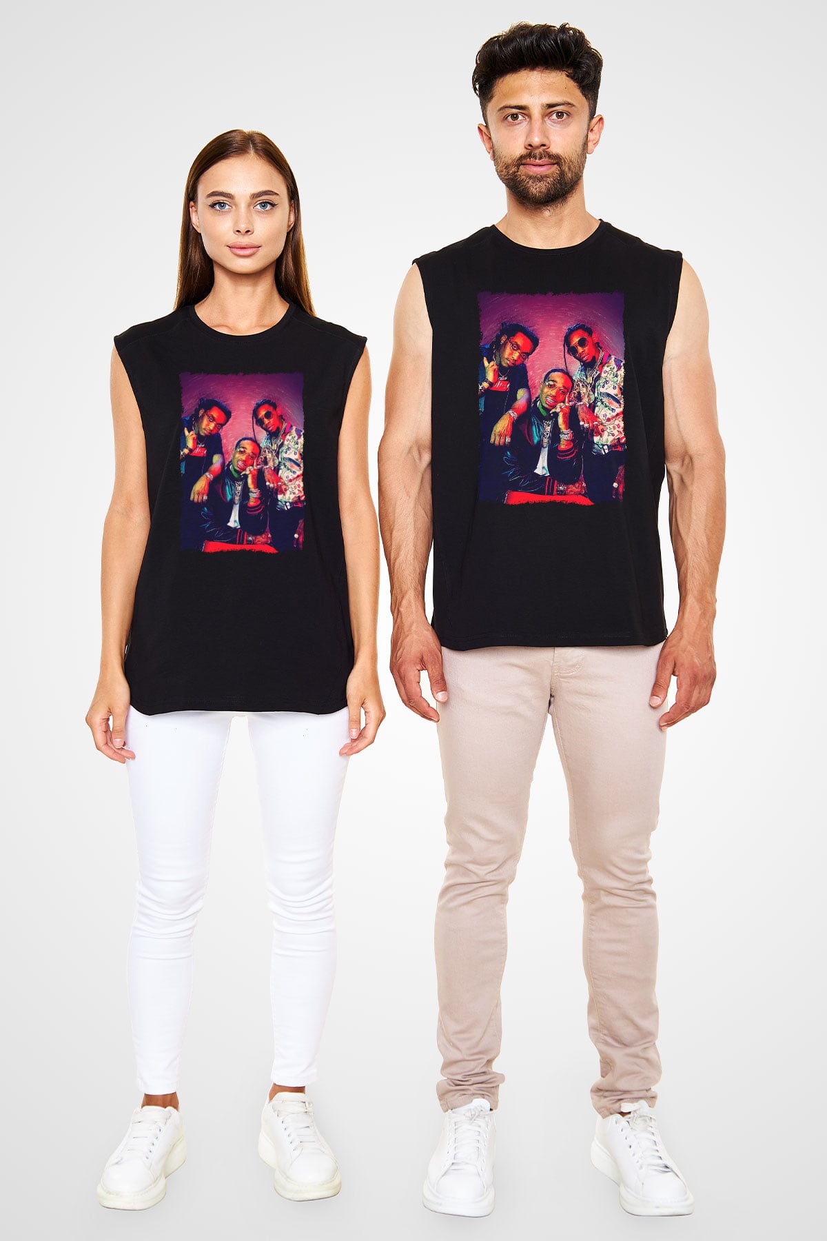 Migos Siyah Unisex Kolsuz Tişört