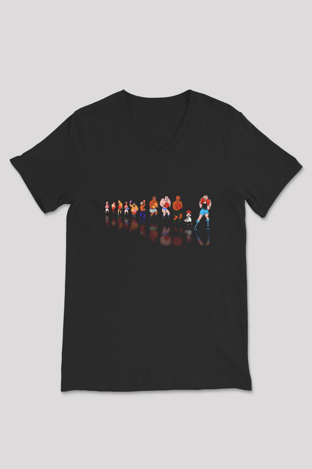 Mike Tyson's Punch-Out! Siyah Unisex V Yaka Tişört