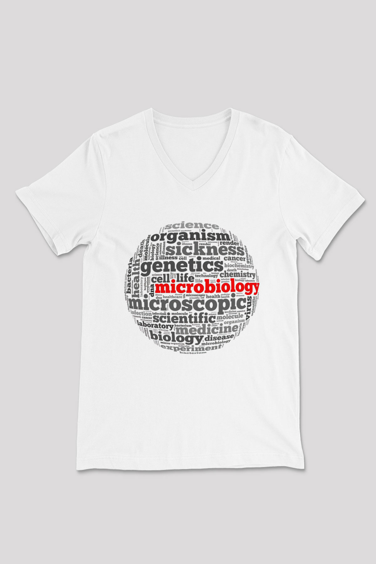 Mikrobiyolog Beyaz Unisex V Yaka Tişört T-Shirt